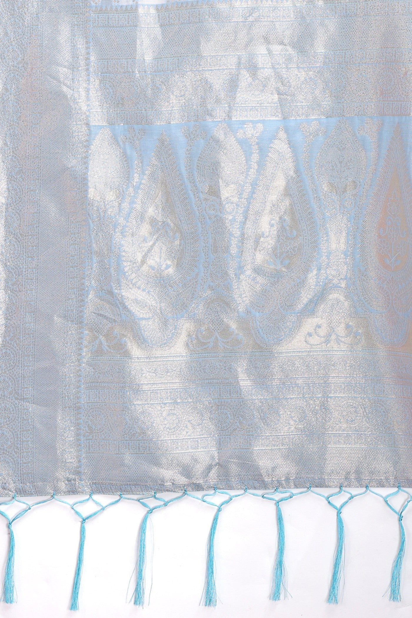 Buy MySilkLove Surfin Blue Woven Linen Cotton Saree Online