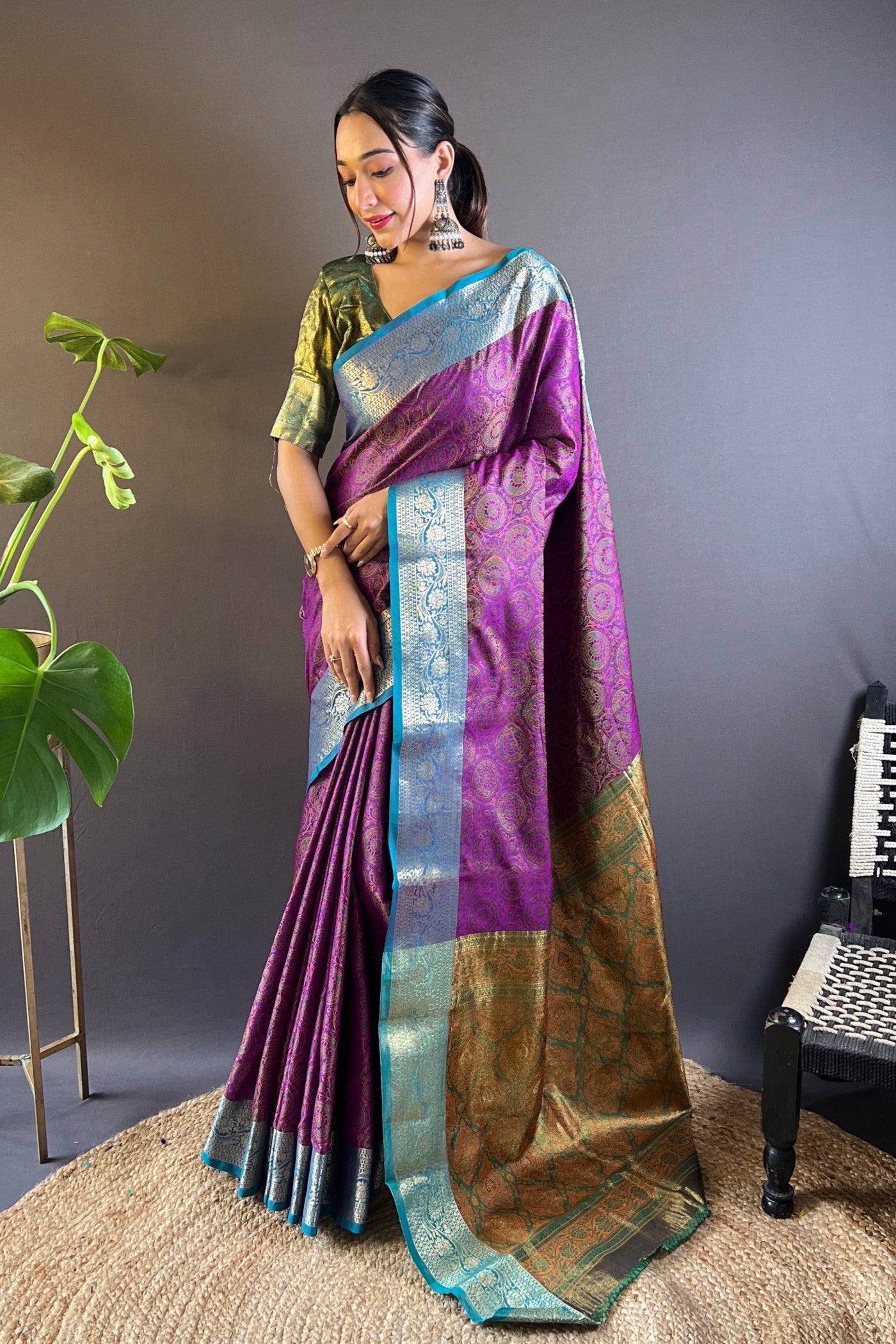 Buy MySilkLove Pearly Purple Woven Banarasi Saree Online