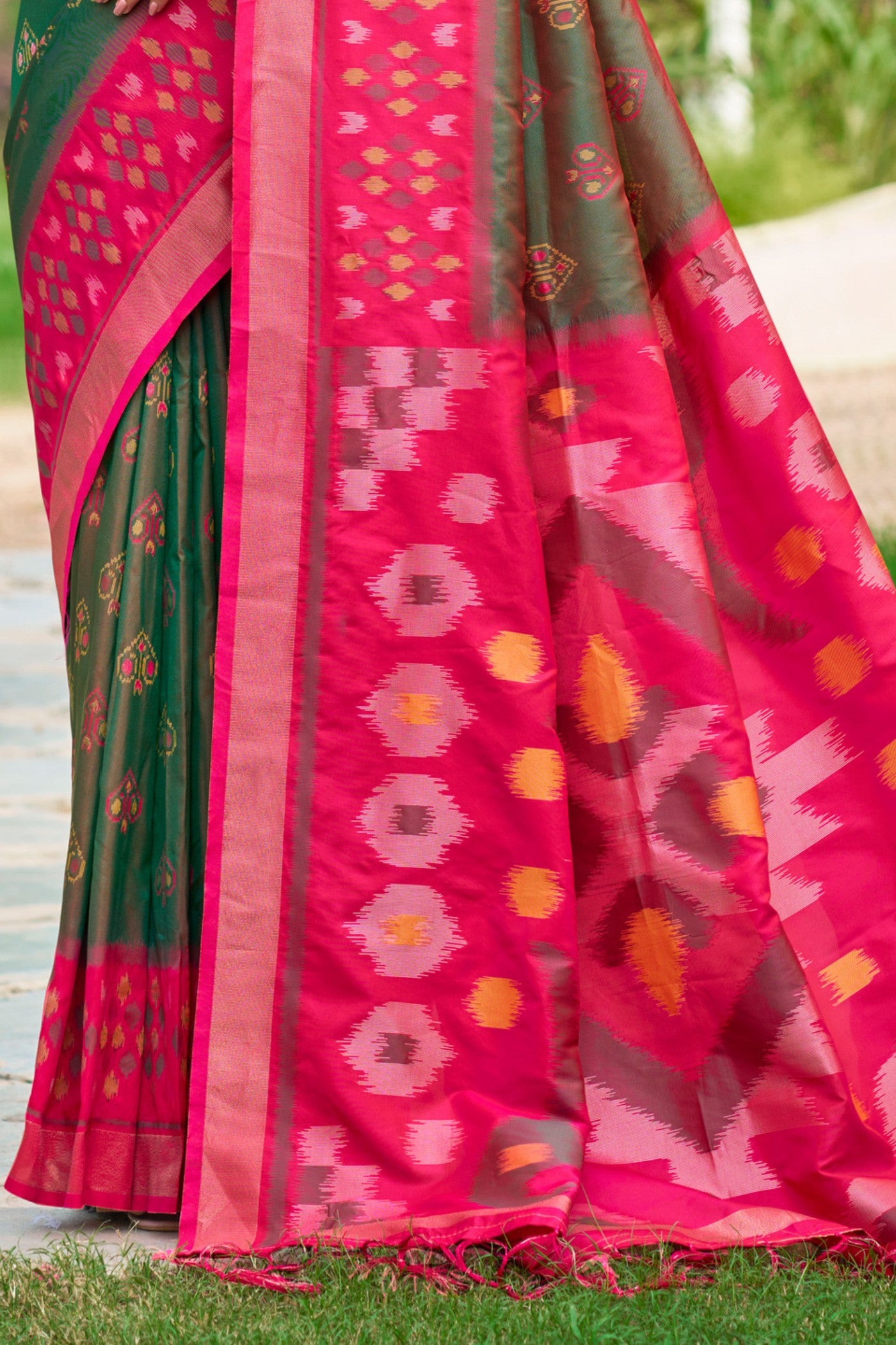 Buy MySilkLove Aqua Green Ikkat Soft Silk Saree Online