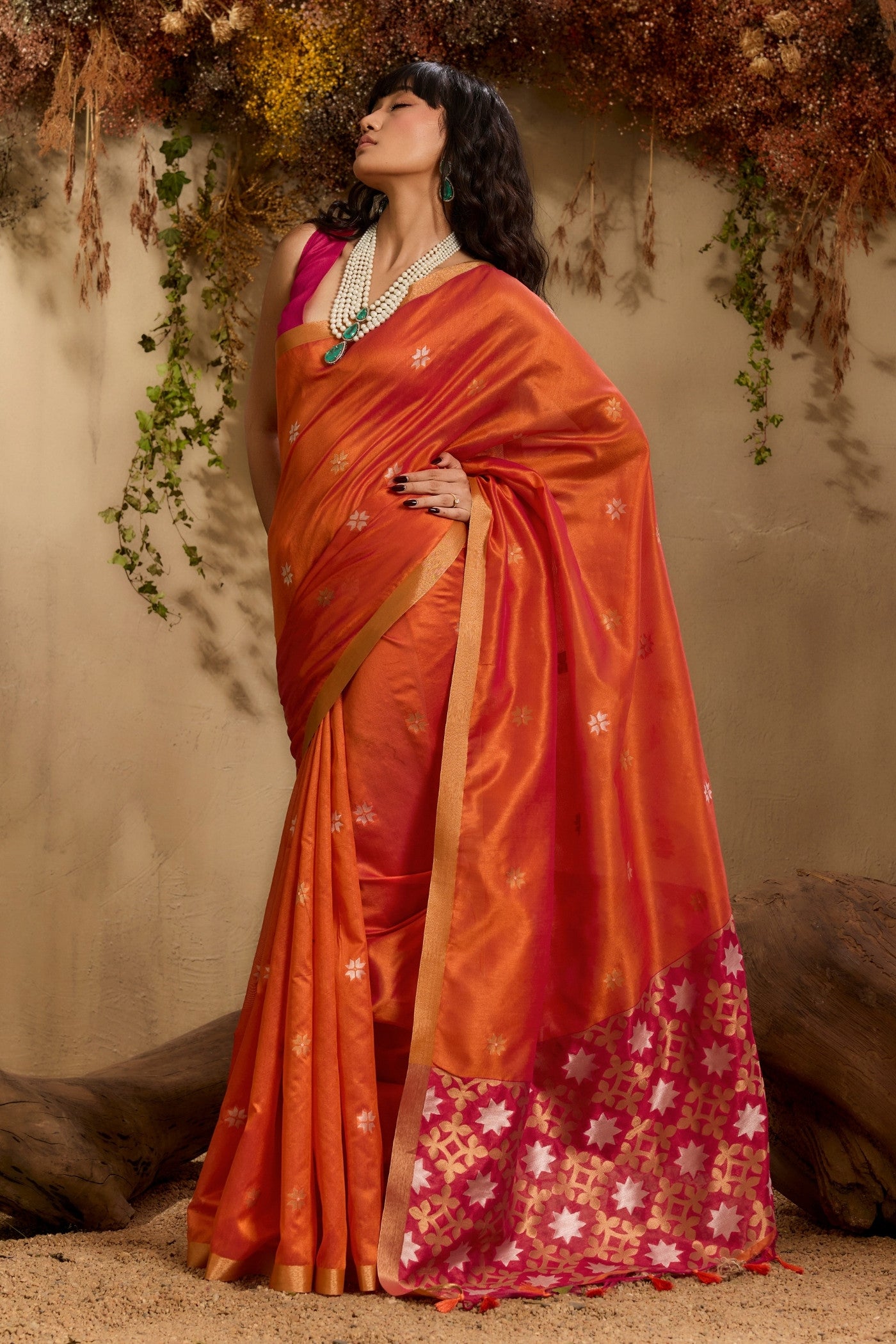 Buy MySilkLove Bronze Orange Tussar Handloom Silk Saree Online