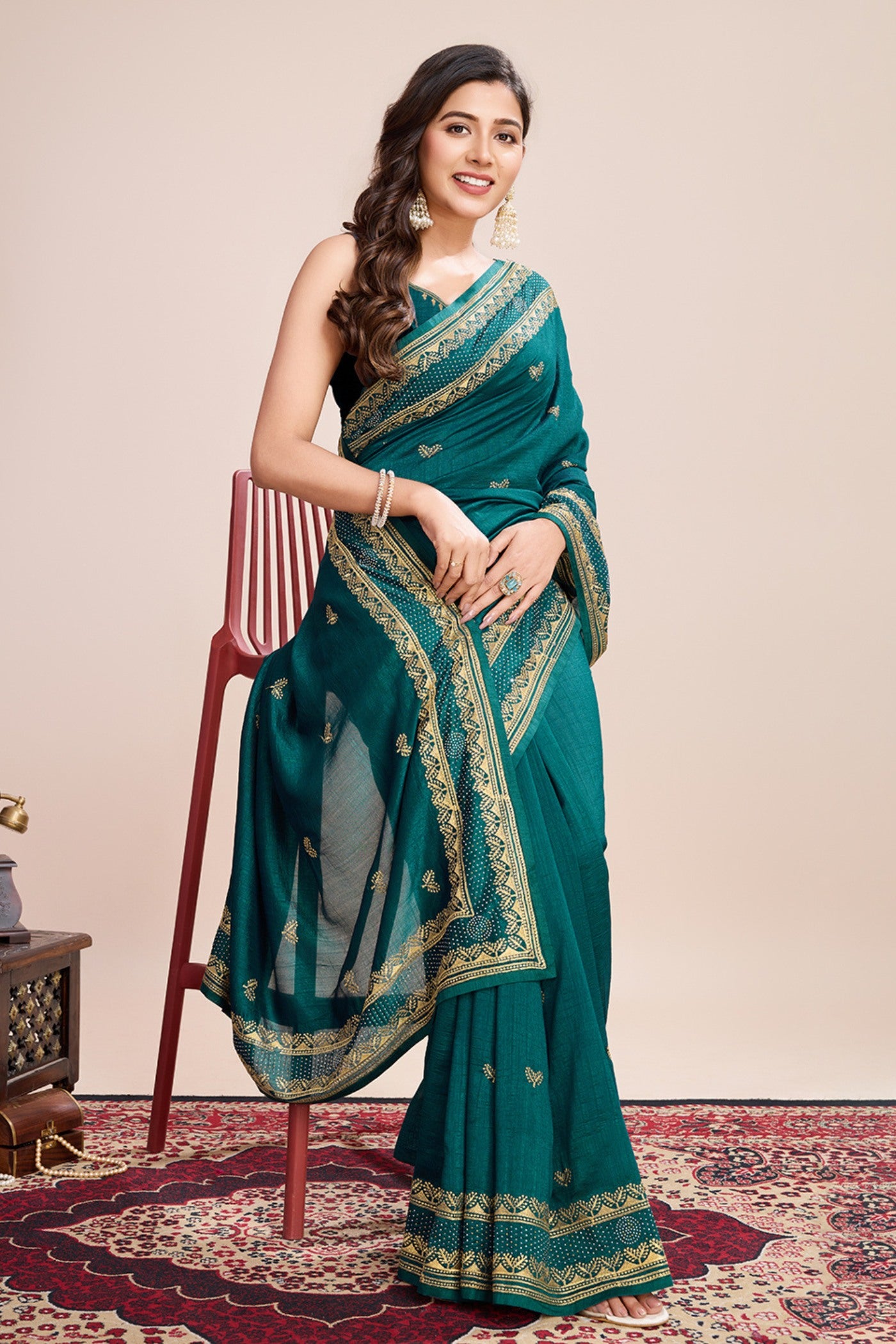 Buy MySilkLove Fern Green Designer Partywear Saree Online