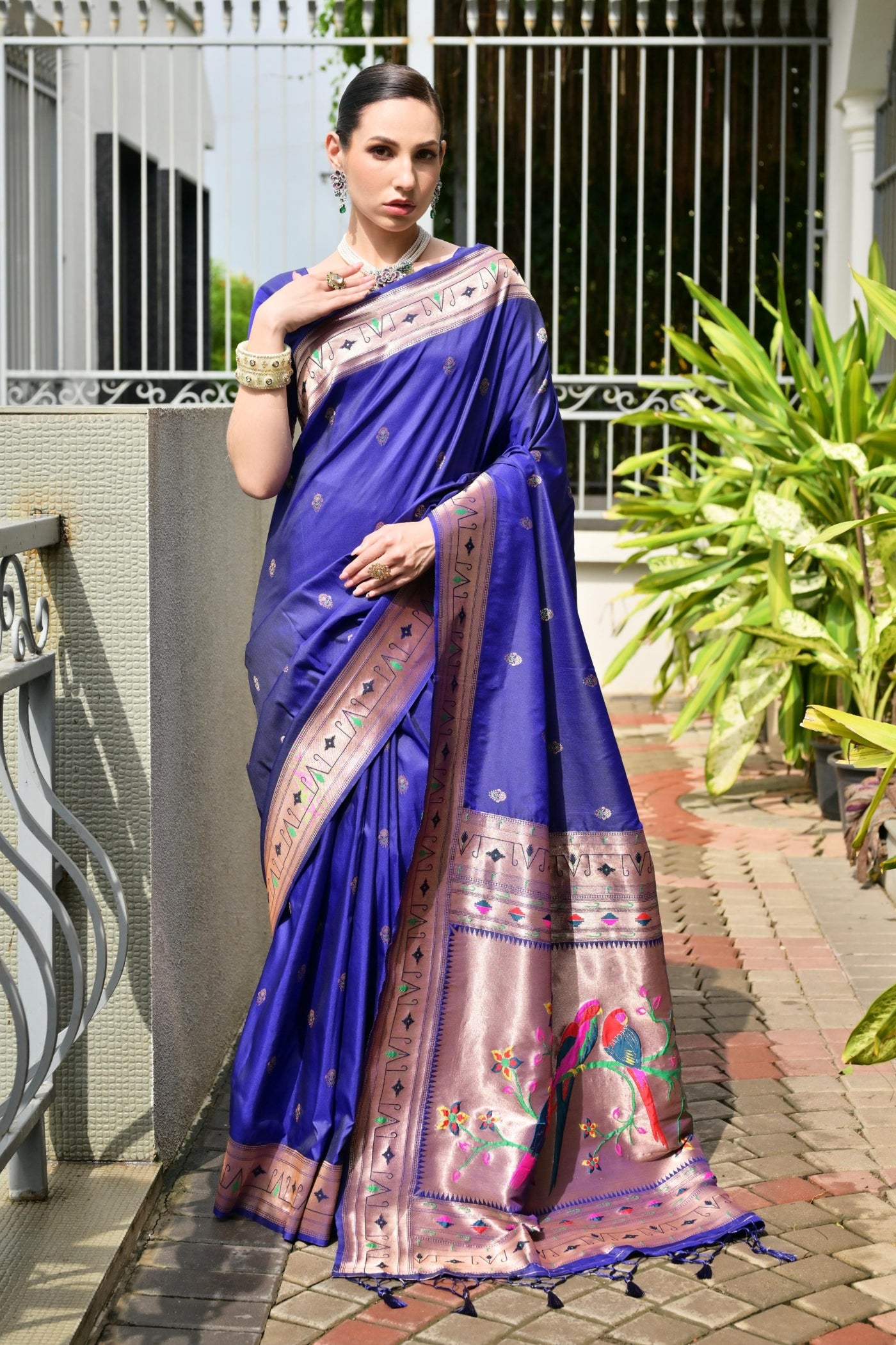 Buy MySilkLove Zodiac Blue Woven Paithani Saree Online