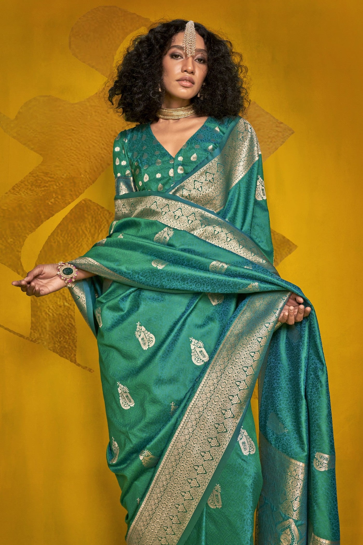 MySilkLove Spring Green Banarasi Handloom Silk Saree