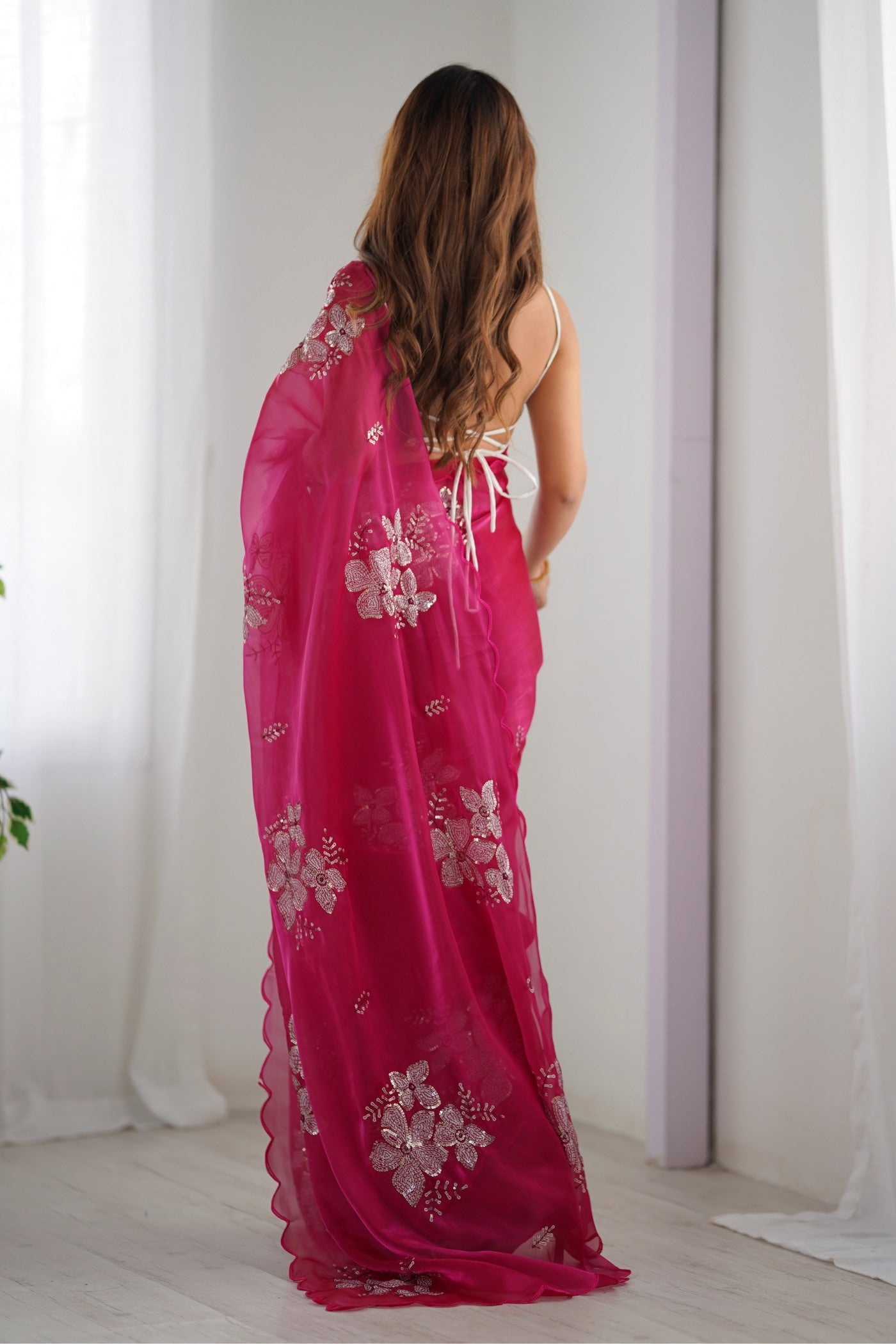 Buy MySilkLove Blossom Pink Floral Partywear Saree Online