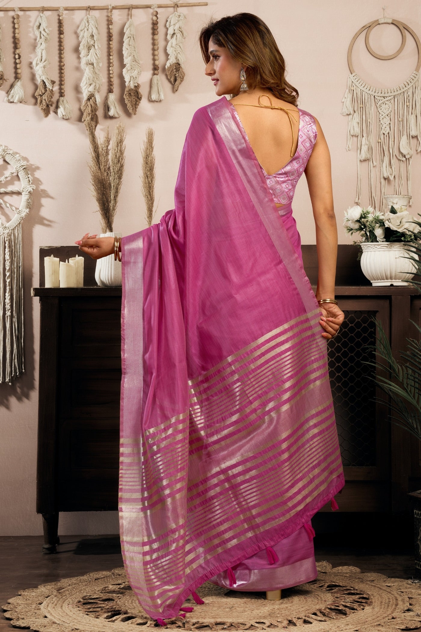 Buy MySilkLove Blossom Pink Handloom Cotton Saree Online