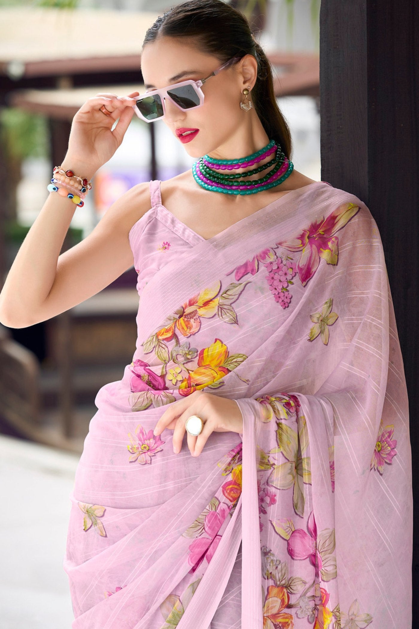 MySilkLove Blossom Pink Chiffon Silk Saree