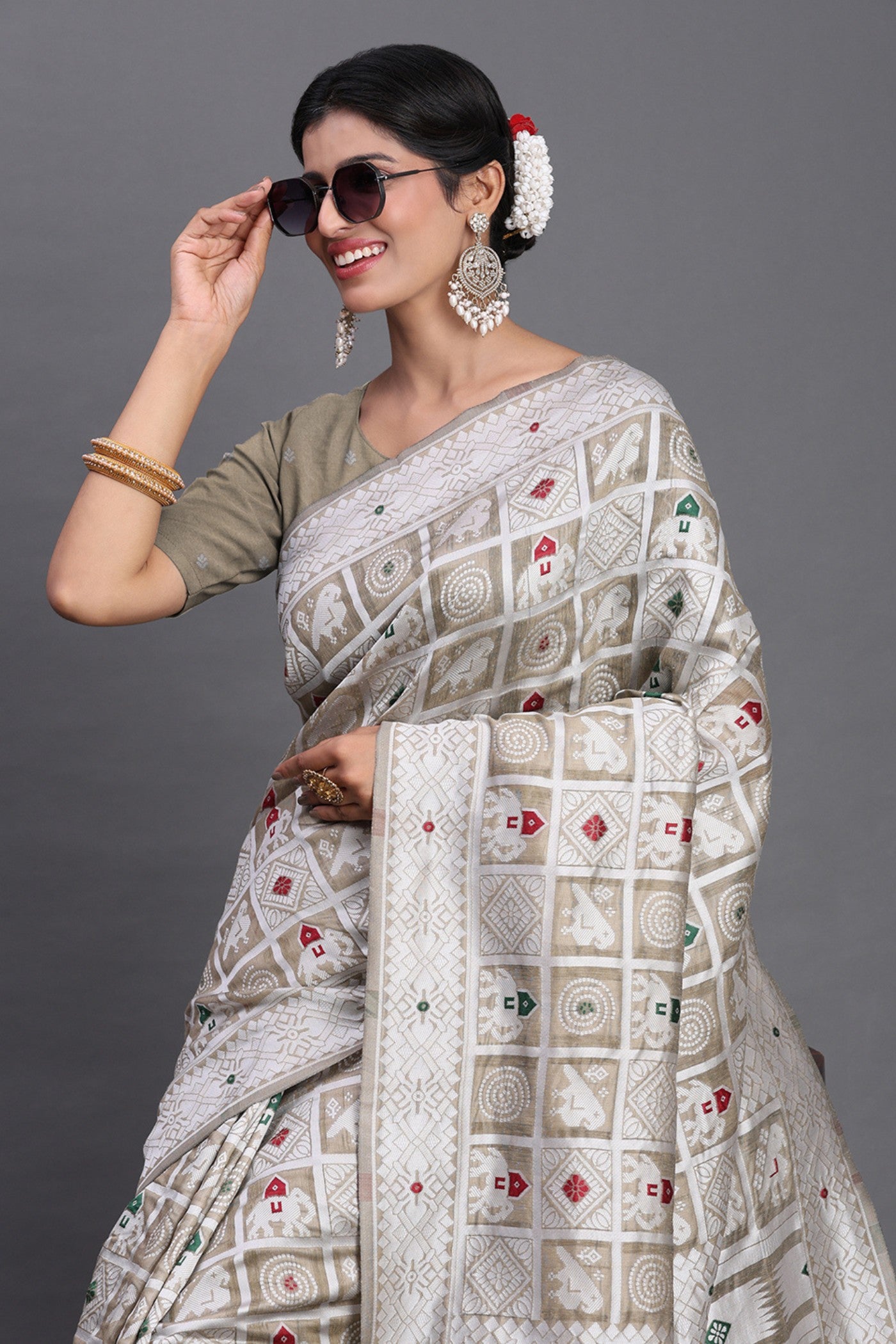 MySilkLove Jet Grey Linen Cotton Saree