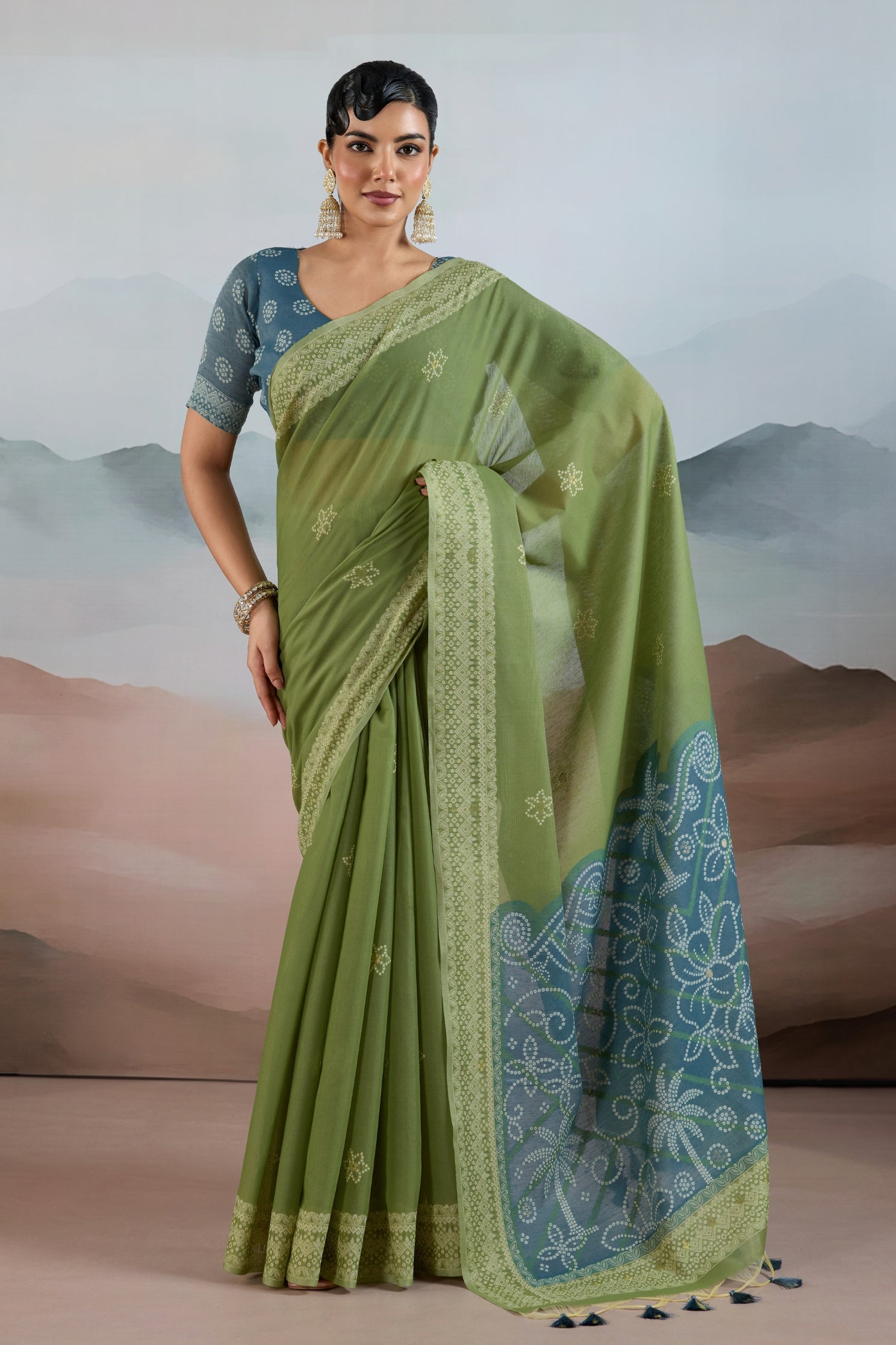 Buy MySilkLove Moss Green Handloom Cotton Saree Online