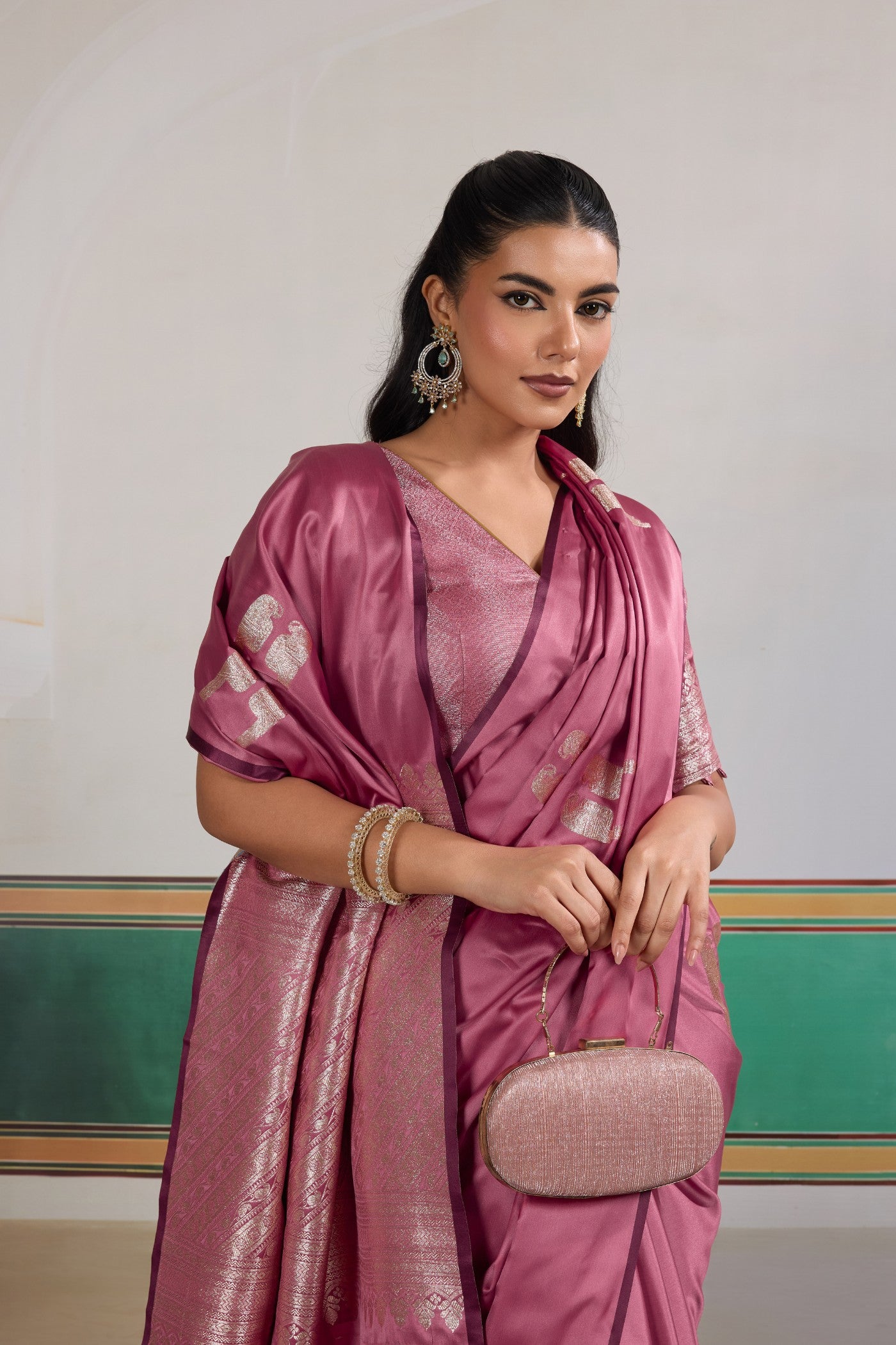 MySilkLove Amaranth Pink Handloom Satin Soft Silk Saree