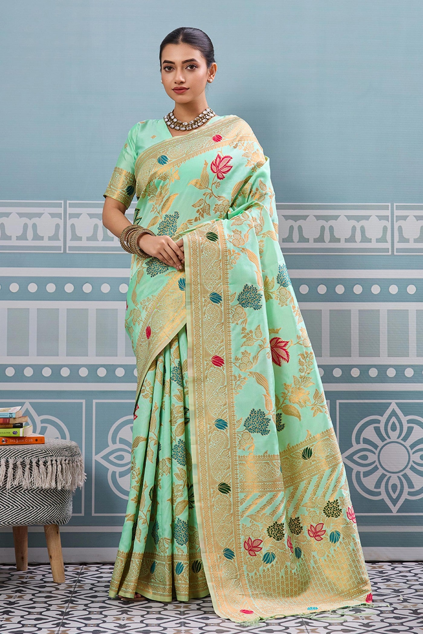Buy MySilkLove Spring Green Woven Banarasi Saree Online