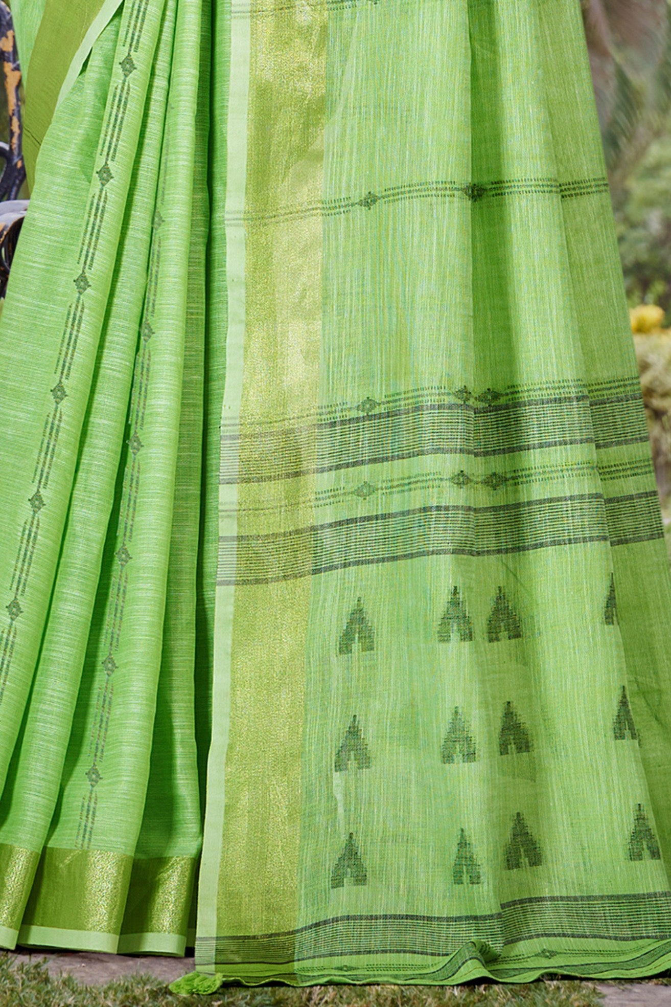 Buy MySilkLove Mint Green Cotton Silk Saree Online