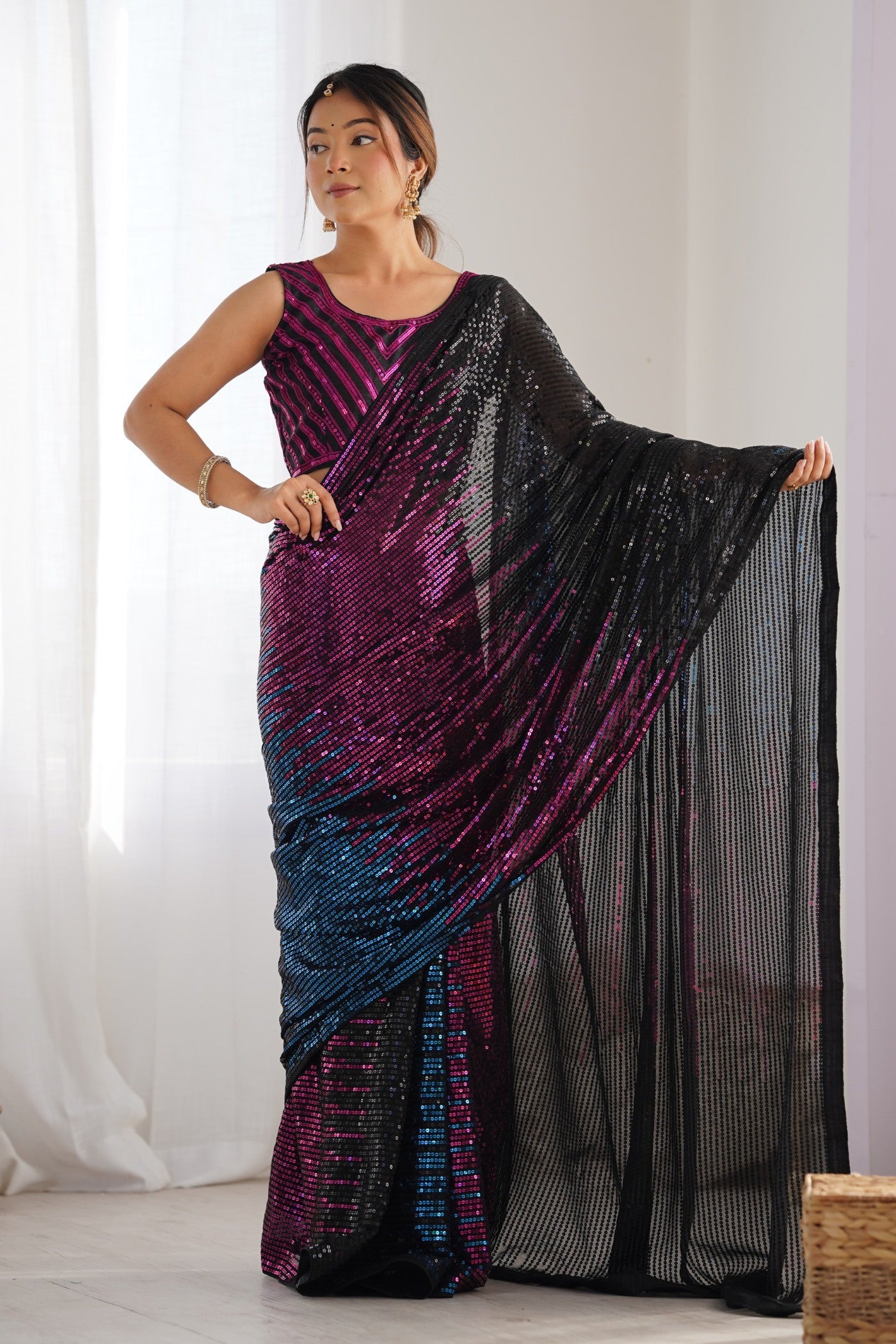 Buy MySilkLove Strikemaster Purple and Blue Designer Party Wear Saree Online