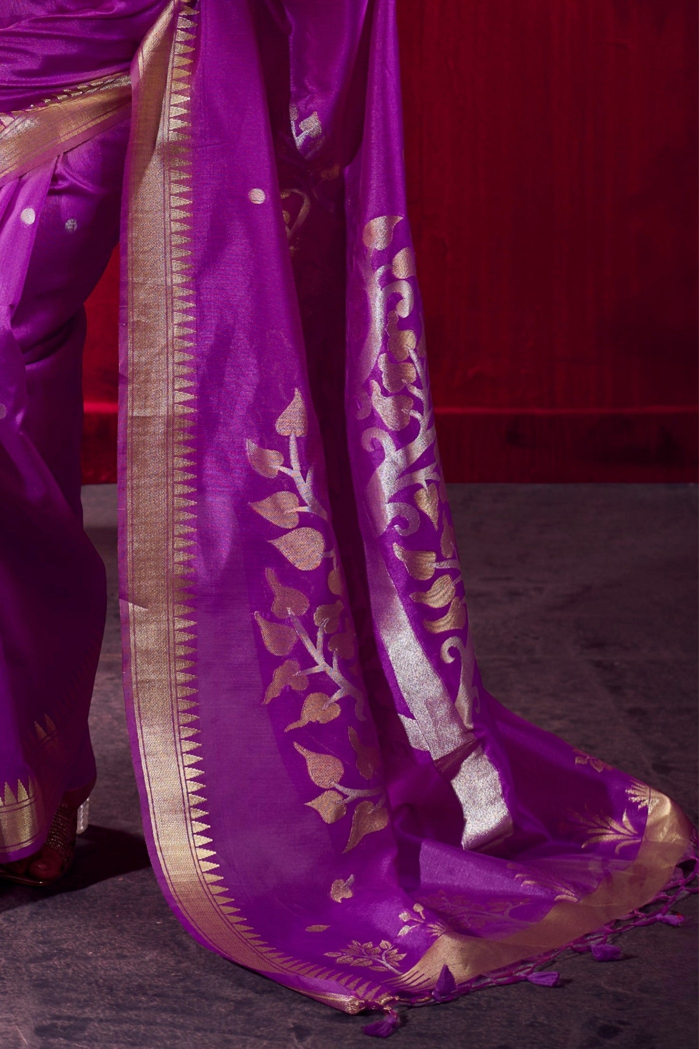 Buy MySilkLove Violet Purple Handloom Satin Linen Silk Saree Online