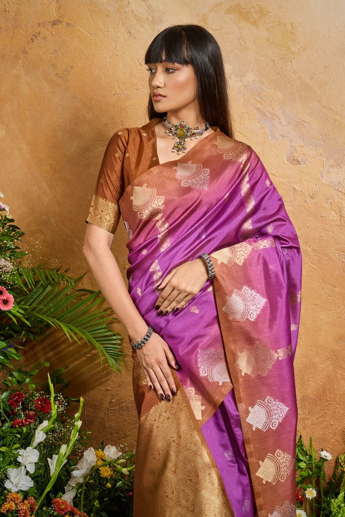 Buy MySilkLove Lotus Pink Banarasi Handloom Saree Online