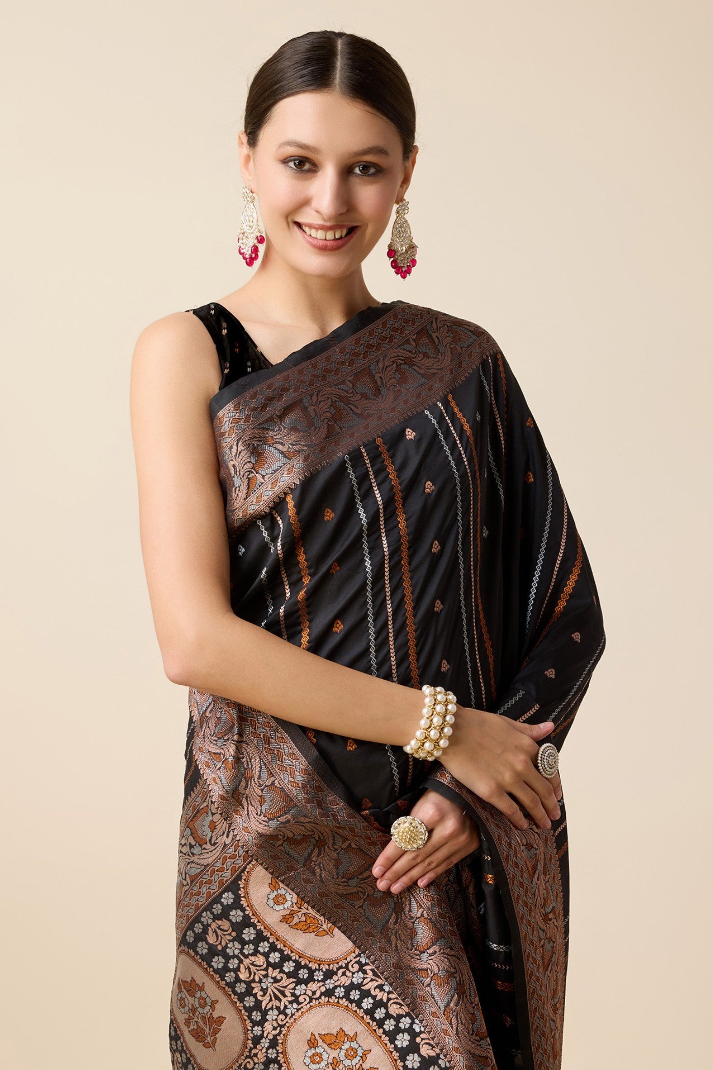MySilkLove Soot Black Zari Woven Banarasi Saree