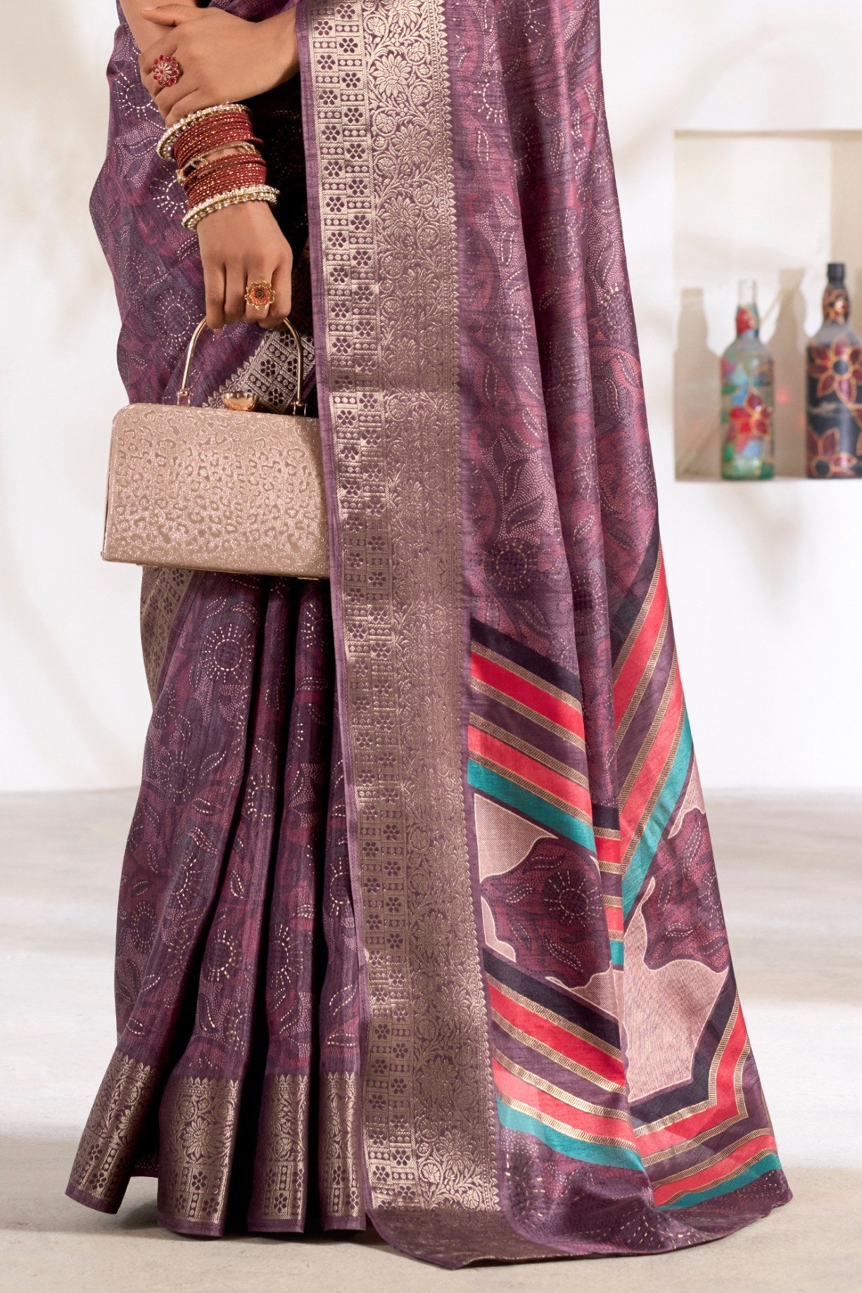 Buy MySilkLove Rose Dust Purple Soft Dola Silk Saree Online