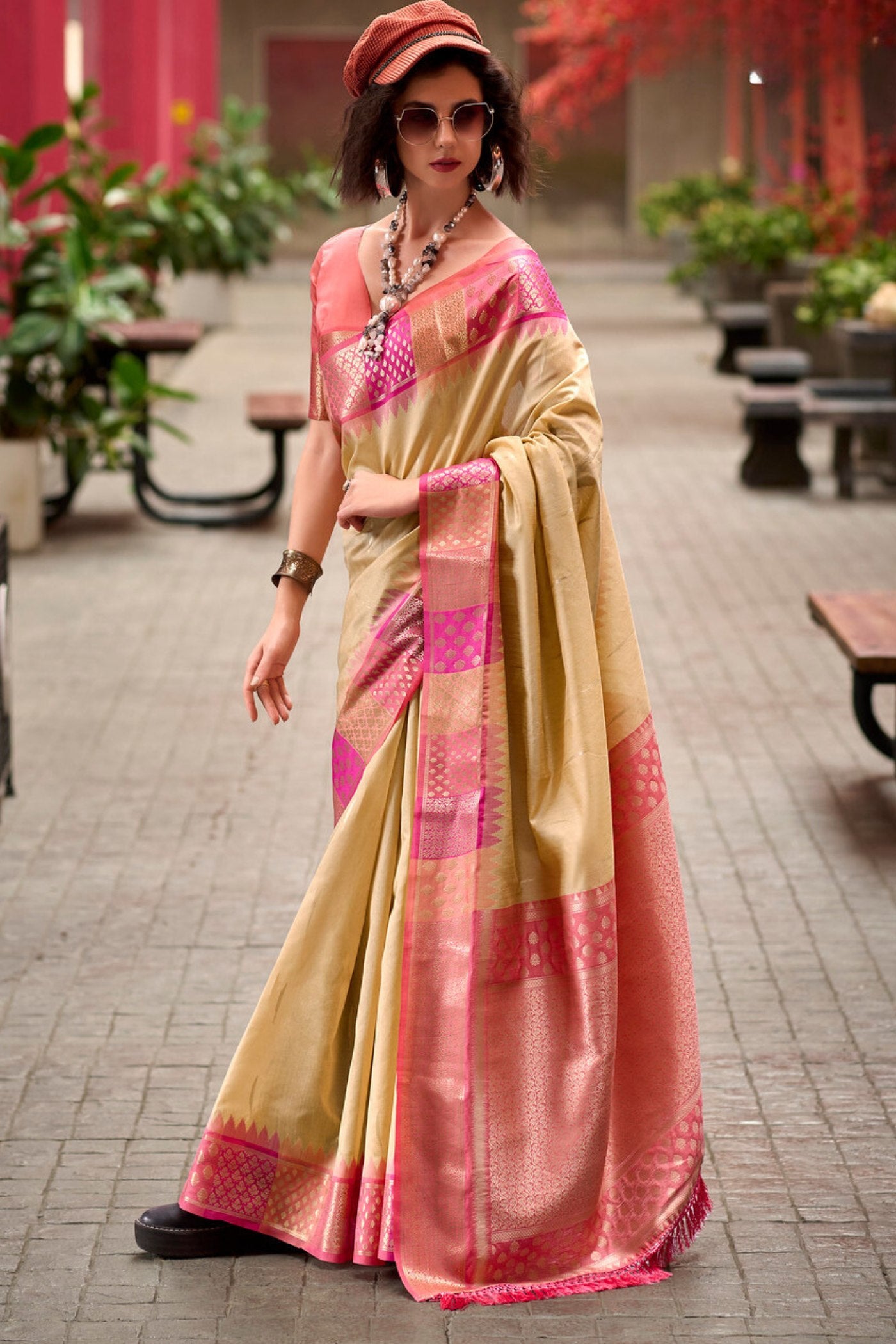 Buy MySilkLove Tumbleweed Gold Woven Banarasi Saree Online