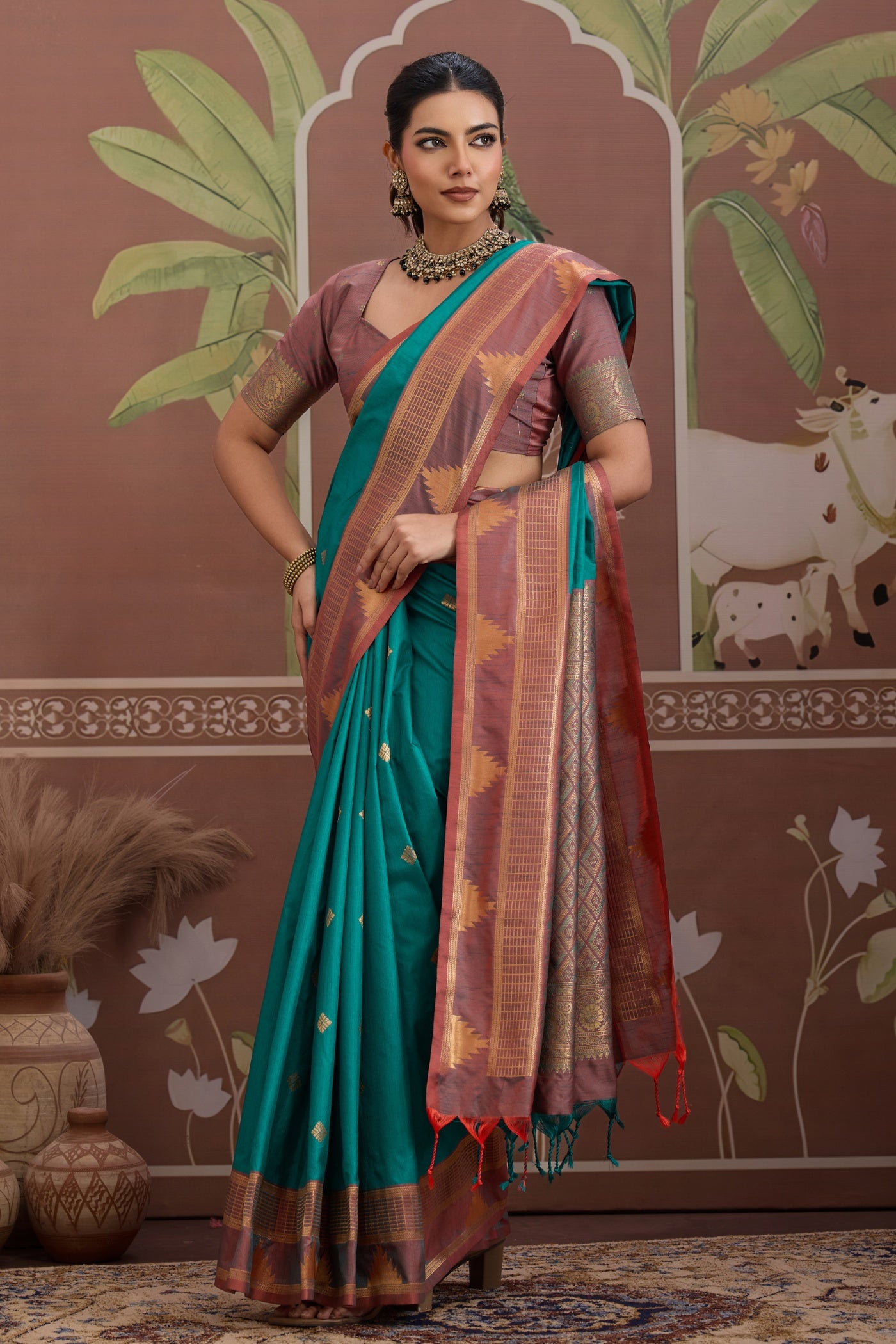 Buy MySilkLove Winter Green Handloom Tussar Silk Saree Online