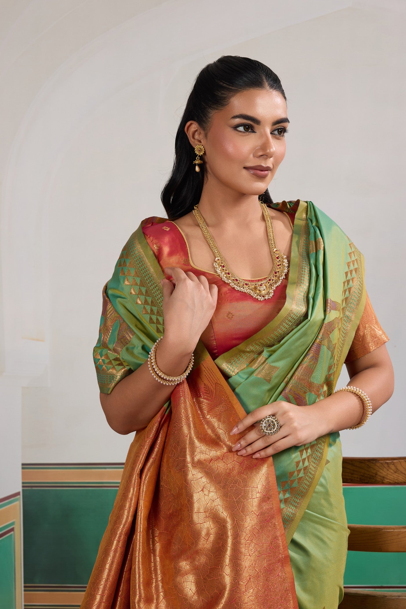 MySilkLove Lawn Green Banarasi Handloom Saree