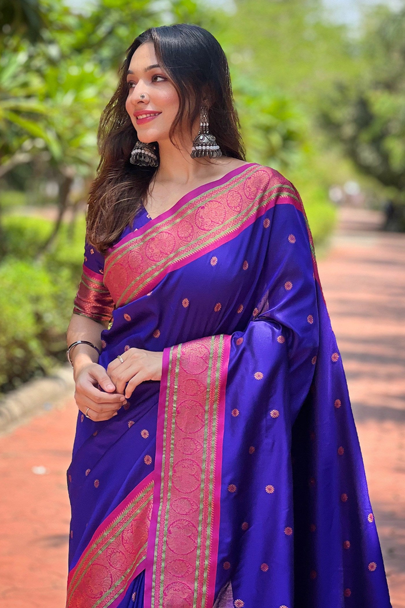 Buy MySilkLove Royal Blue Zari Woven Paithani Saree Online