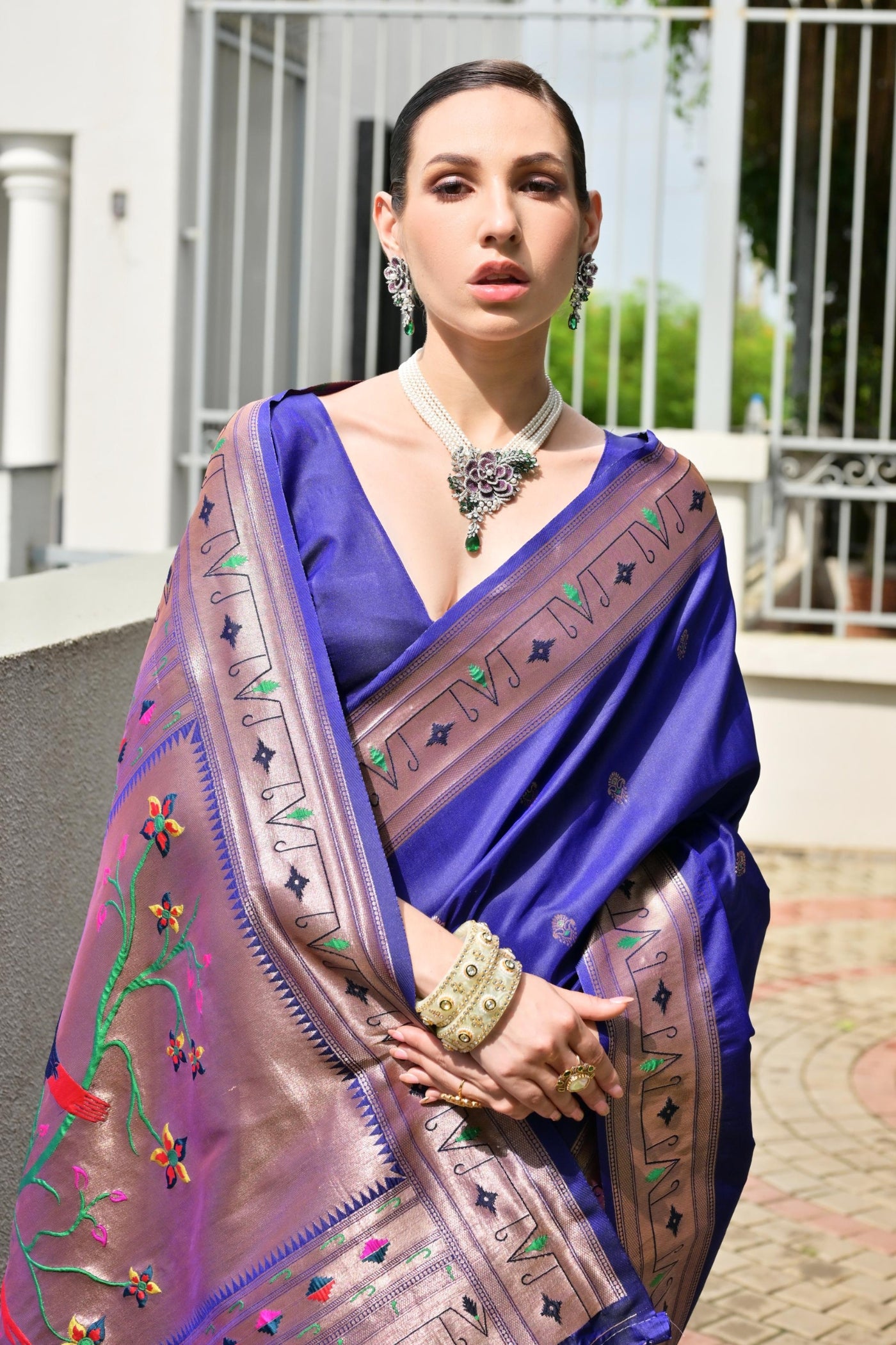 MySilkLove Zodiac Blue Woven Paithani Saree