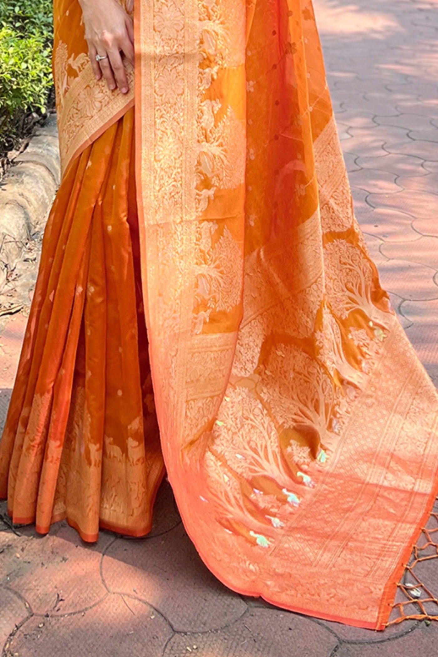 Buy MySilkLove Daisy Yellow Woven Organza Saree Online