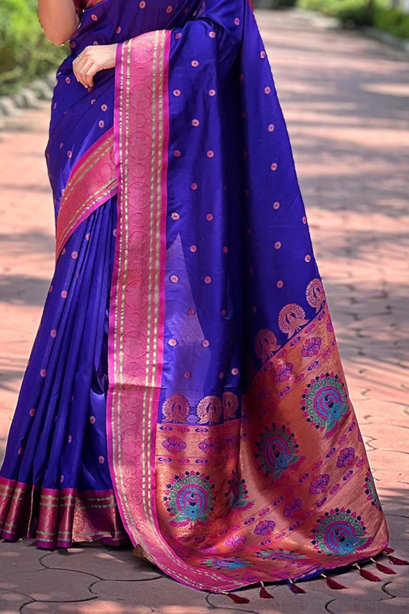 Buy MySilkLove Royal Blue Zari Woven Paithani Saree Online