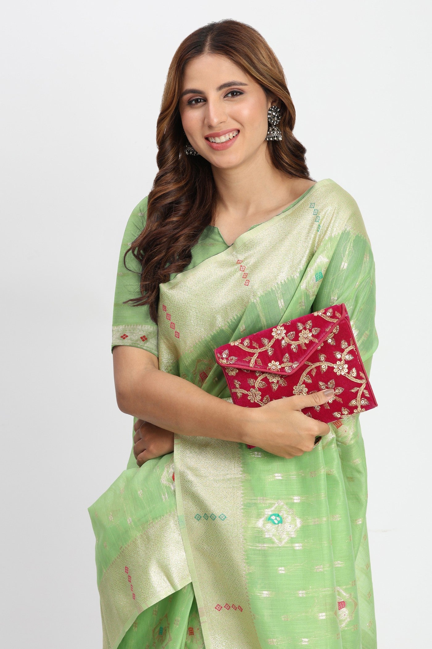 MySilkLove Tree Green Woven Linen Cotton Saree