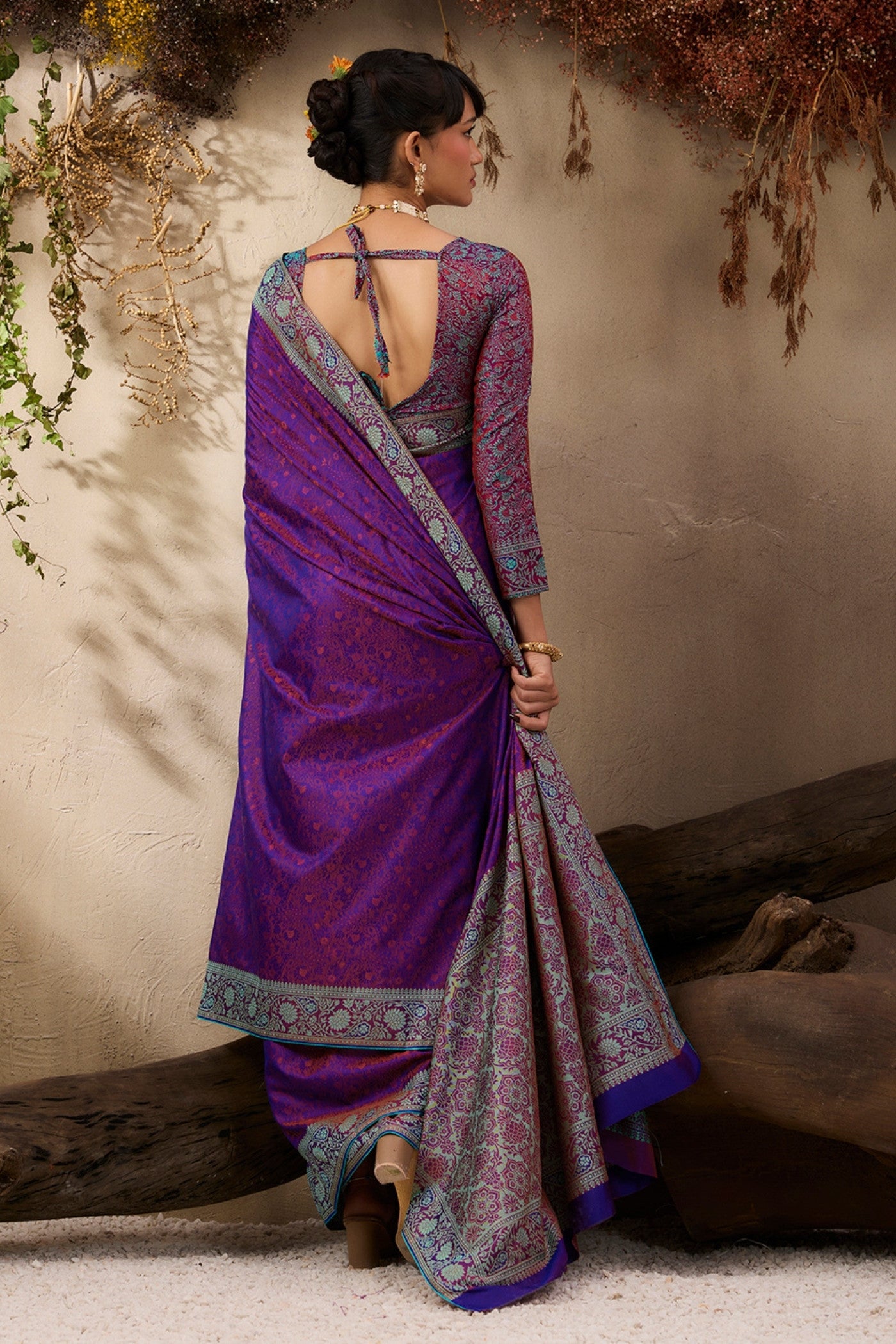 Buy MySilkLove Boysenberry Purple Woven Kanjivaram Saree Online