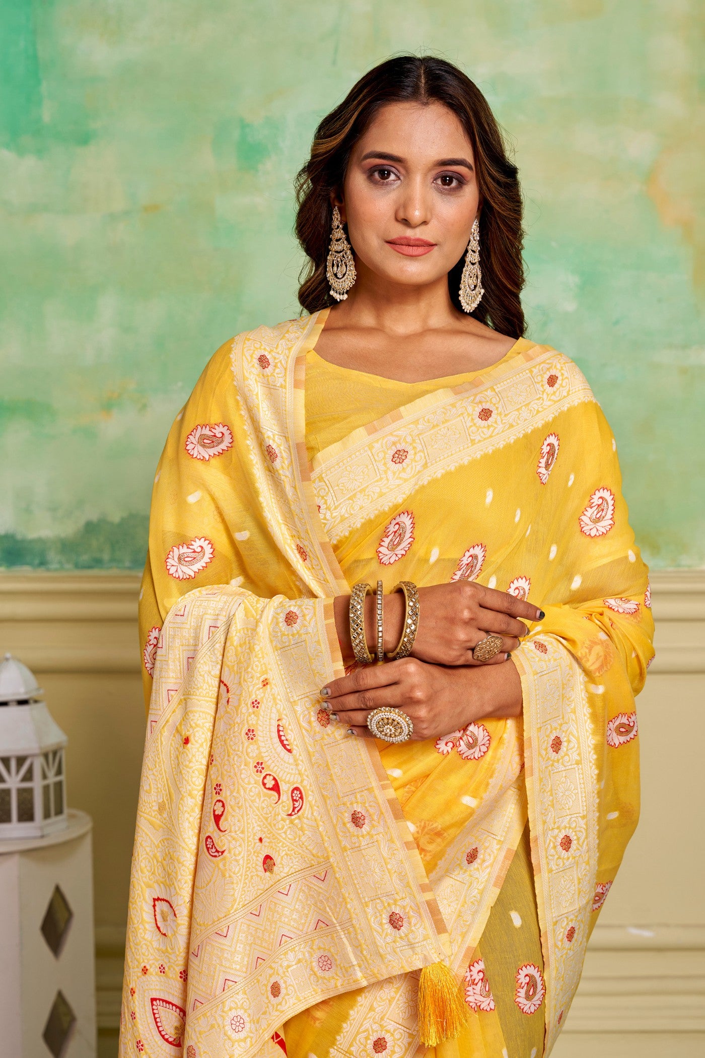 MySilkLove Ronchi Yellow Woven Cotton Saree