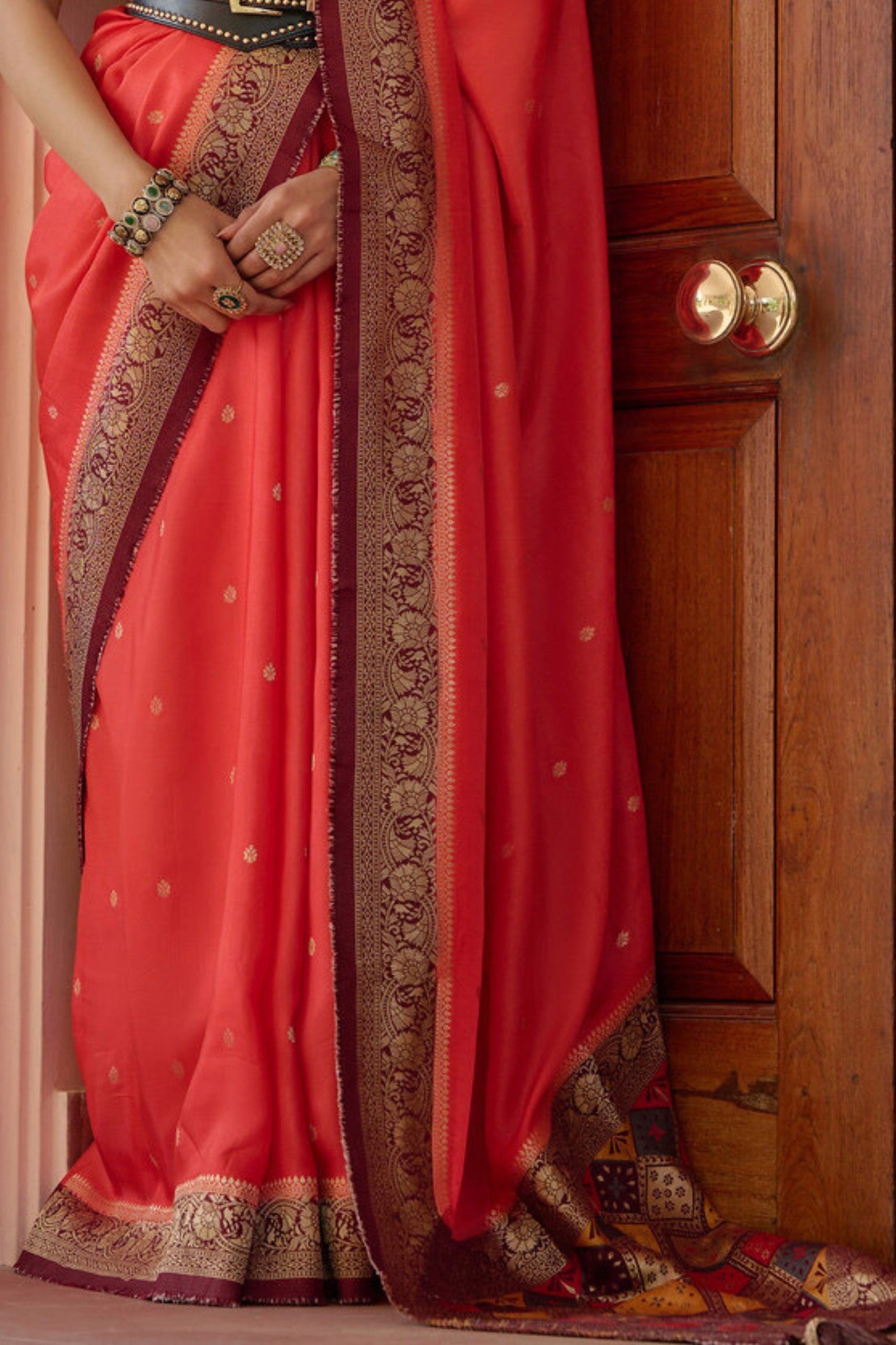 Buy MySilkLove Tamarillo Red Banarasi Handloom Saree Online