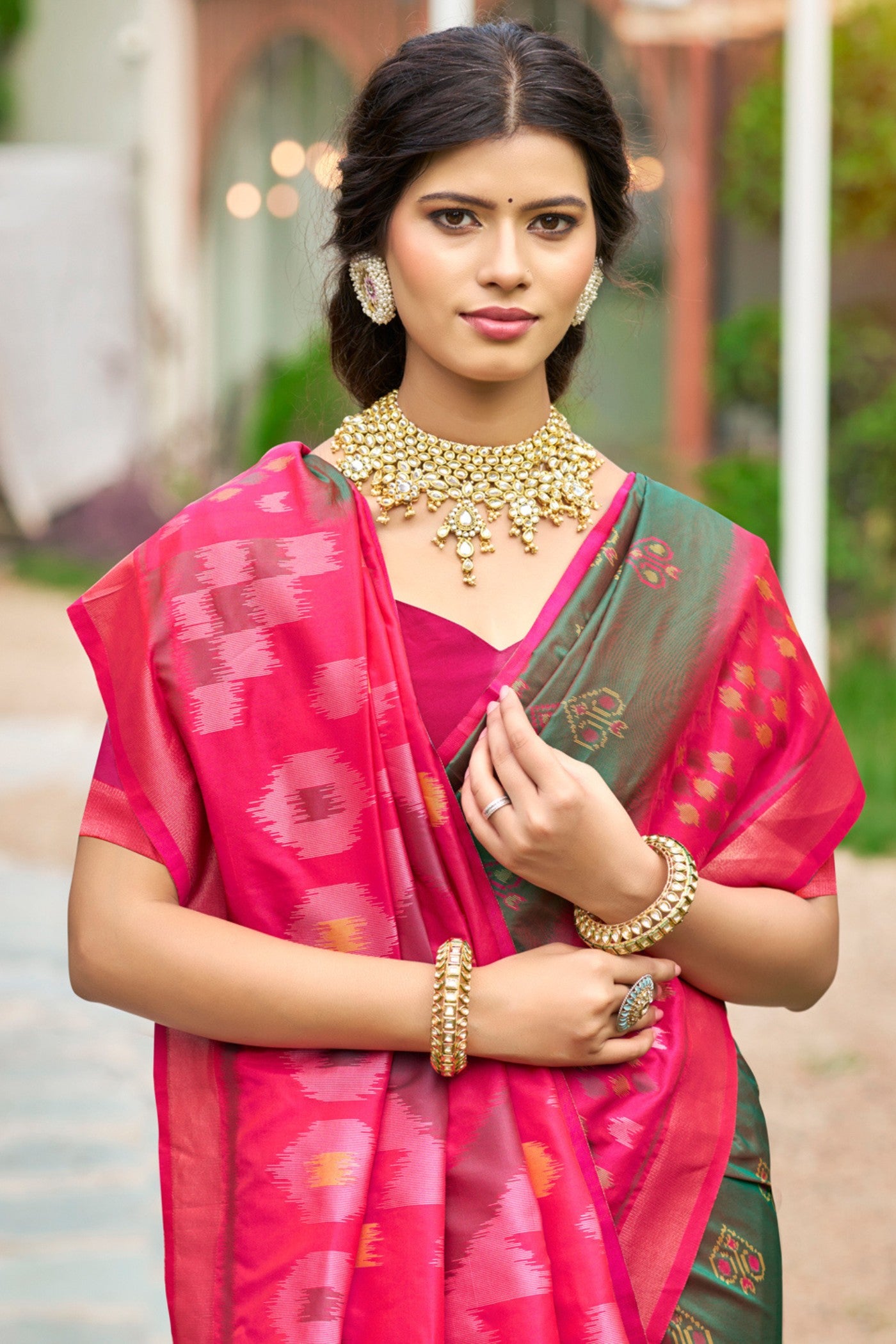 MySilkLove Aqua Green Ikkat Soft Silk Saree