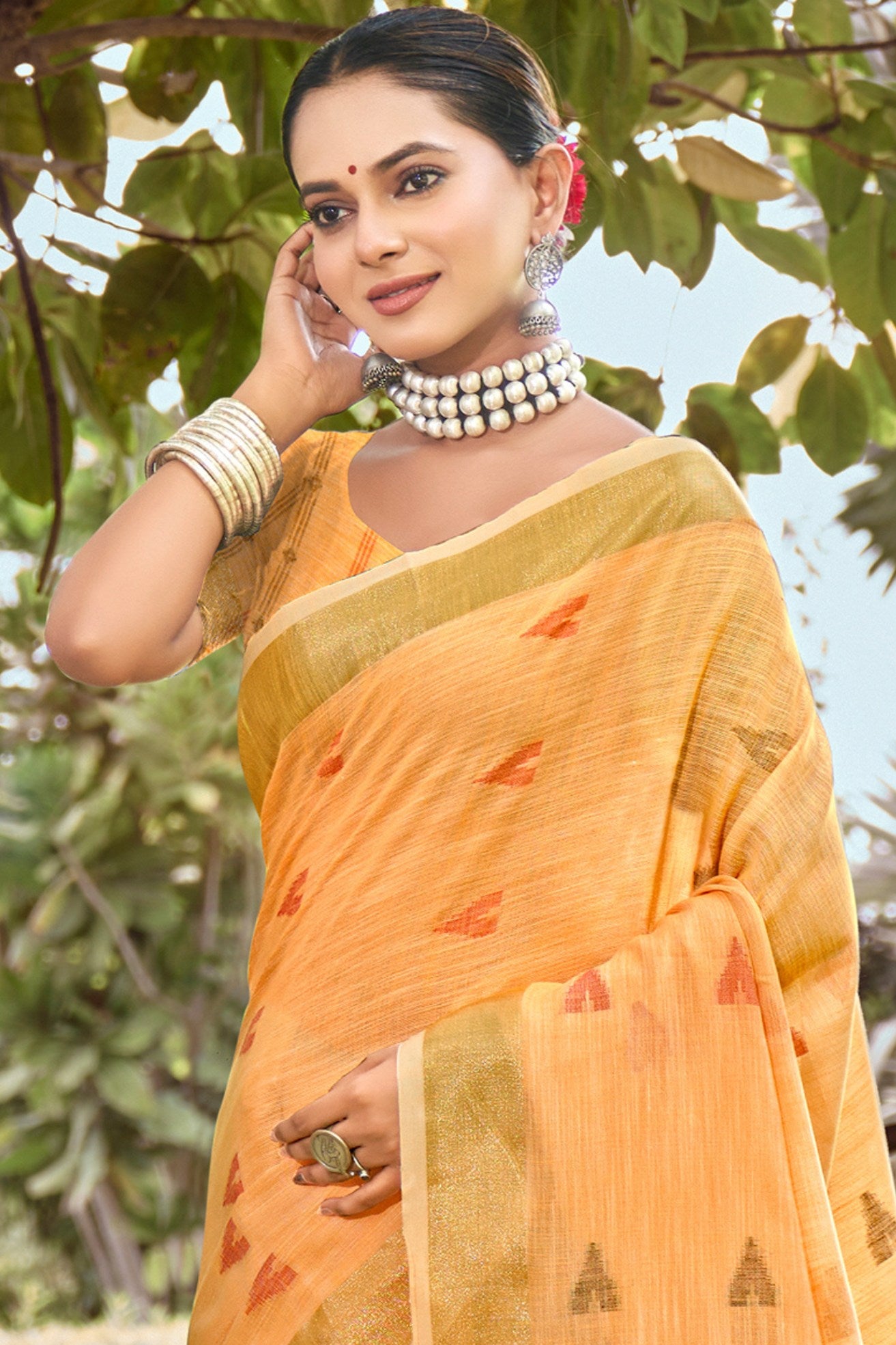 MySilkLove Rajah Orange Cotton Silk Saree