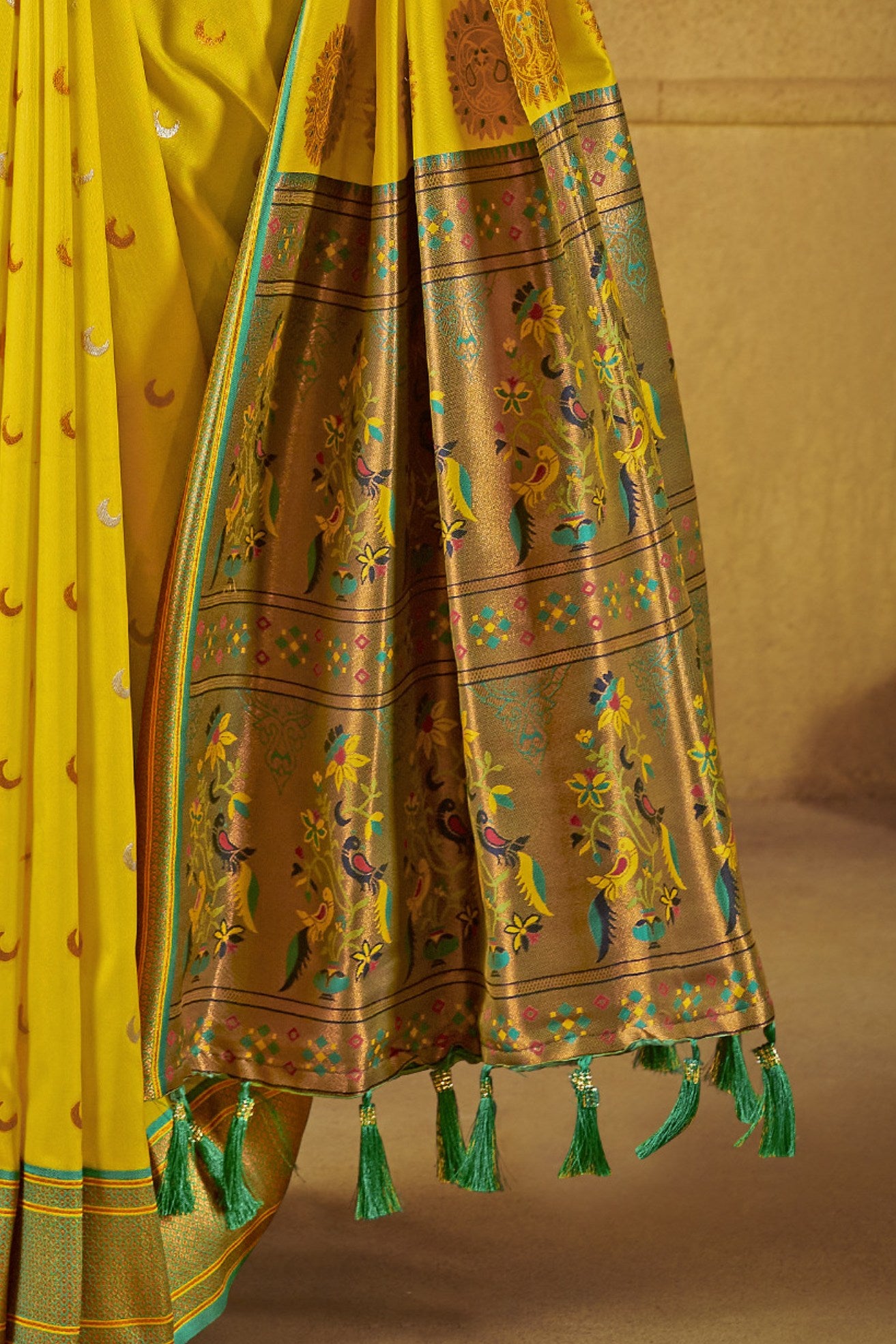 Buy MySilkLove Sunflower Yellow Woven Paithani Saree Online