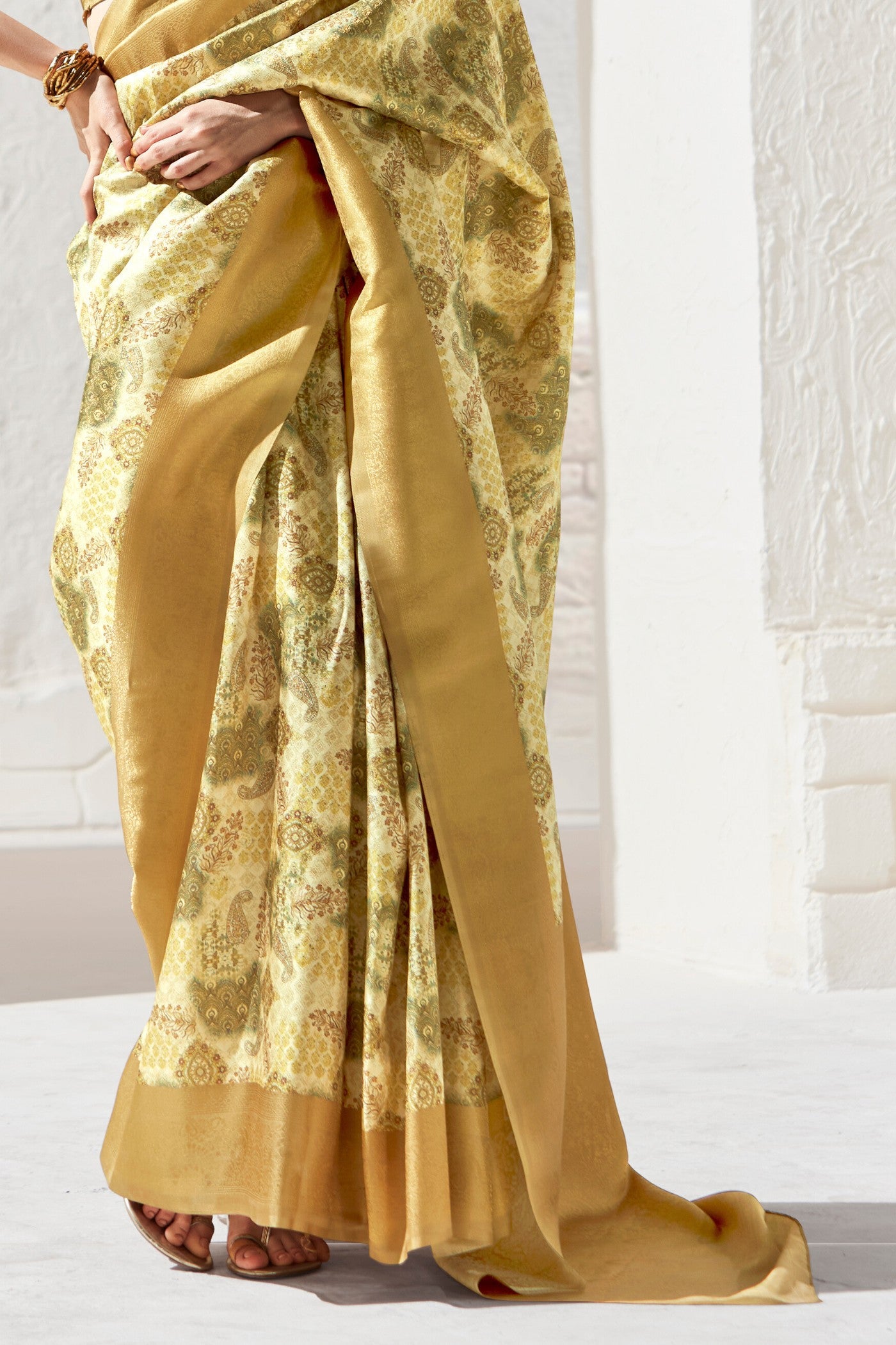 Buy MySilkLove New Orleans Yellow Banarasi Digital Printed Saree Online