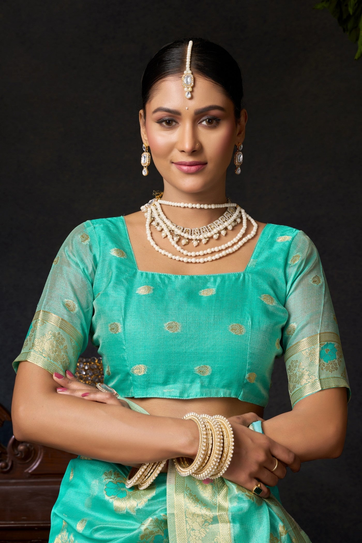 Buy MySilkLove Sky Blue Woven Banarasi Organza Saree Online