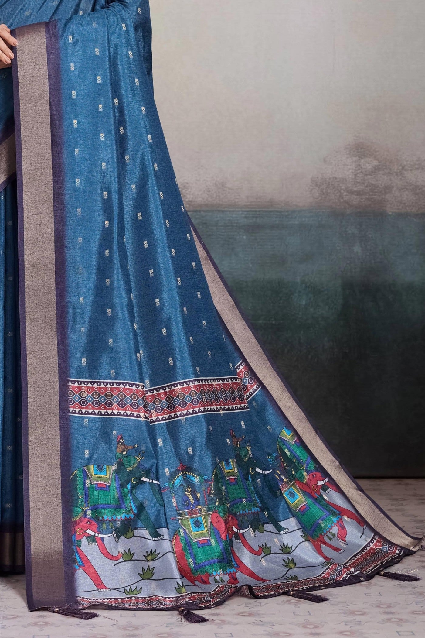 Buy MySilkLove Savoy Blue Digital Printed Saree Online