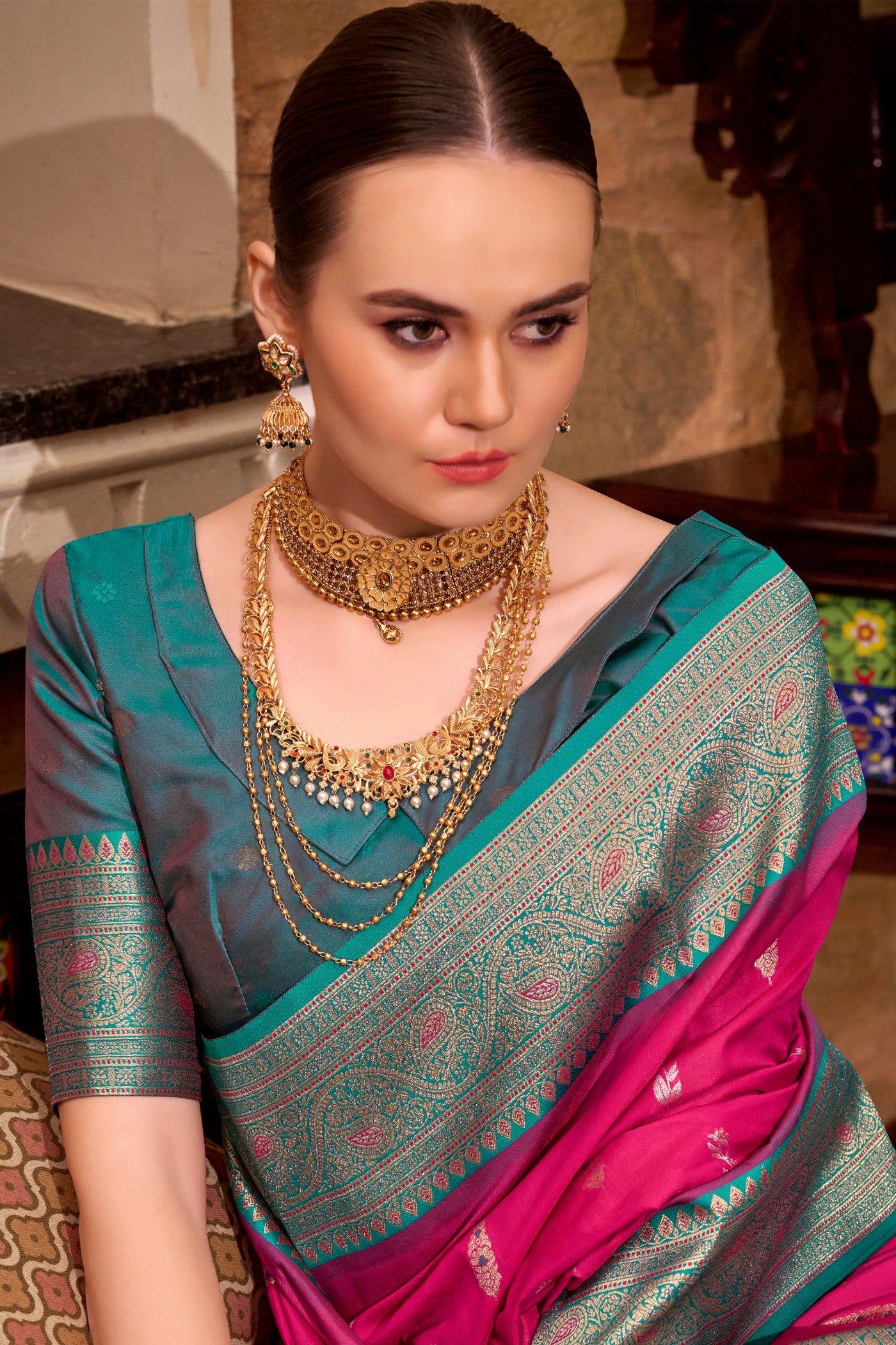 MySilkLove Ultra Pink Woven Banarsi Saree