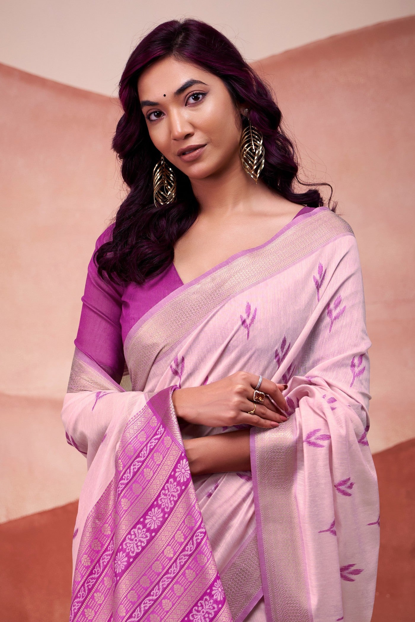 MySilkLove Orchid Pink Woven Modal Cotton Saree