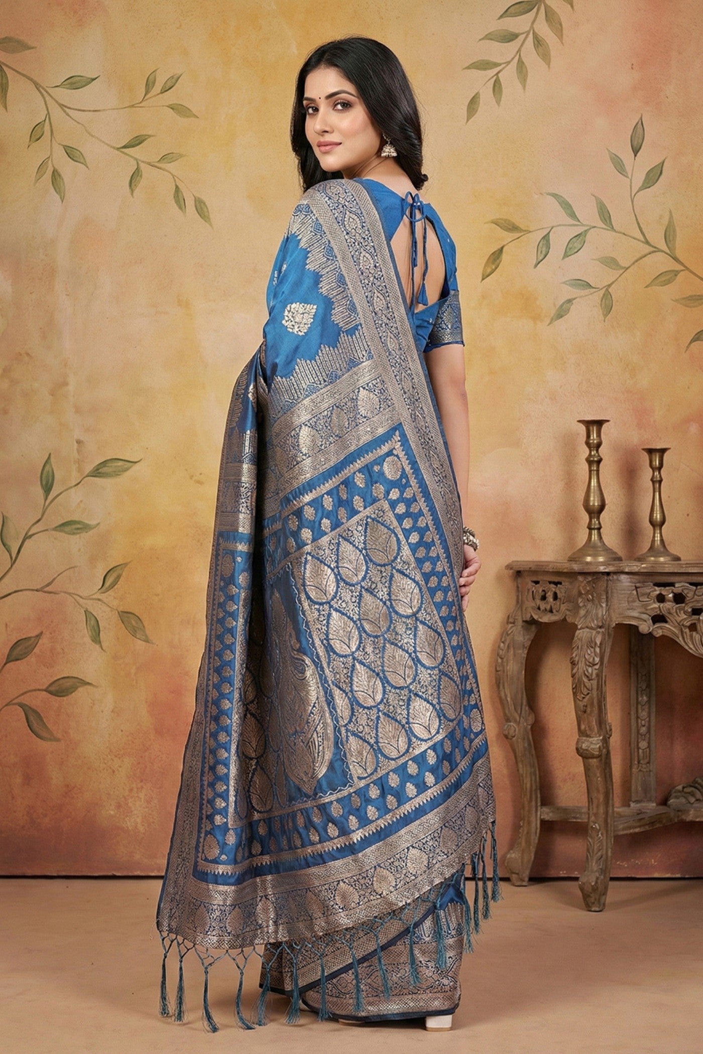 Buy MySilkLove James Blue Woven Banarasi Silk Saree Online