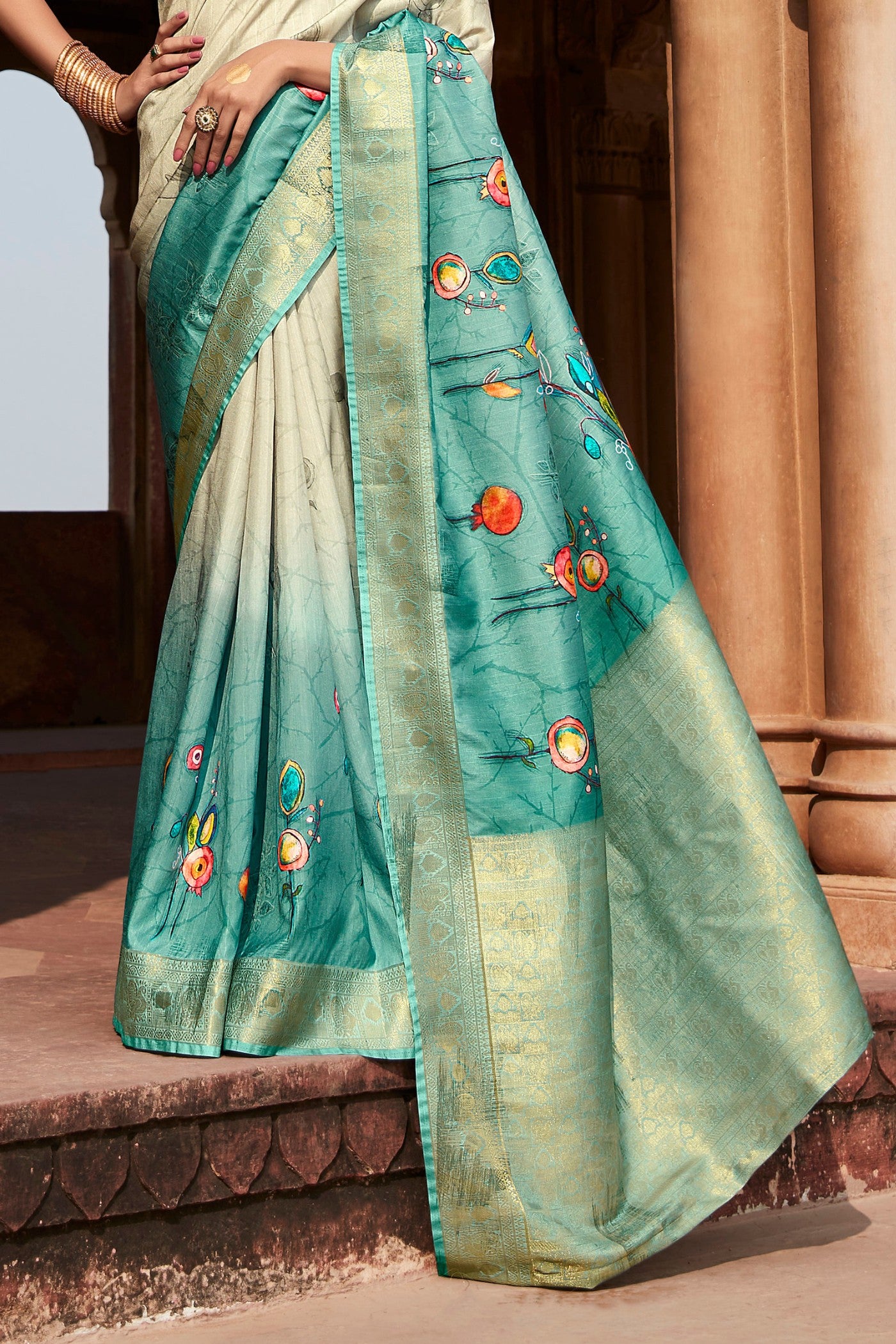 Buy MySilkLove Steal Blue Banarasi Handloom Saree Online