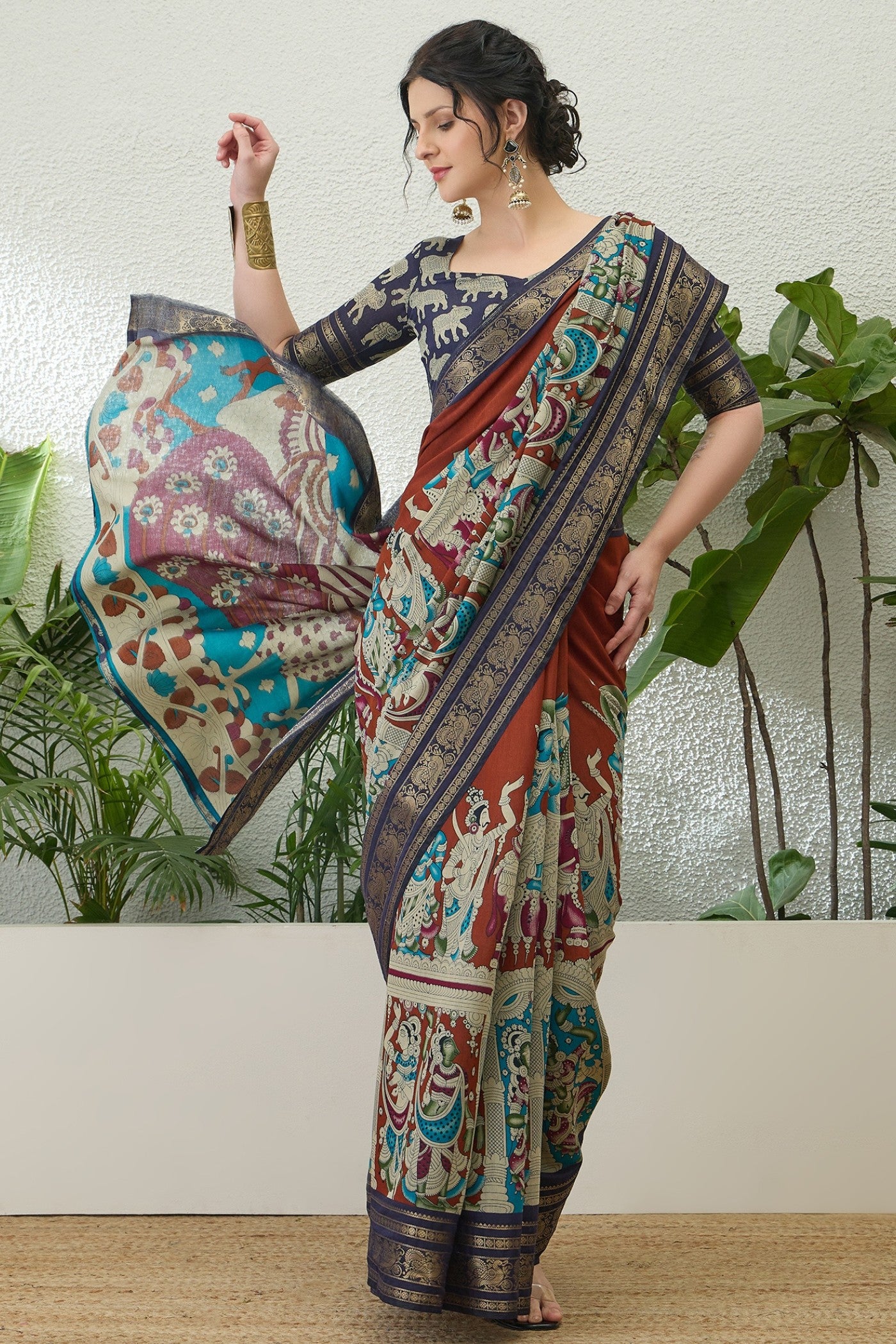 Buy MySilkLove Stiletto Maroon Printed Cotton Saree Online