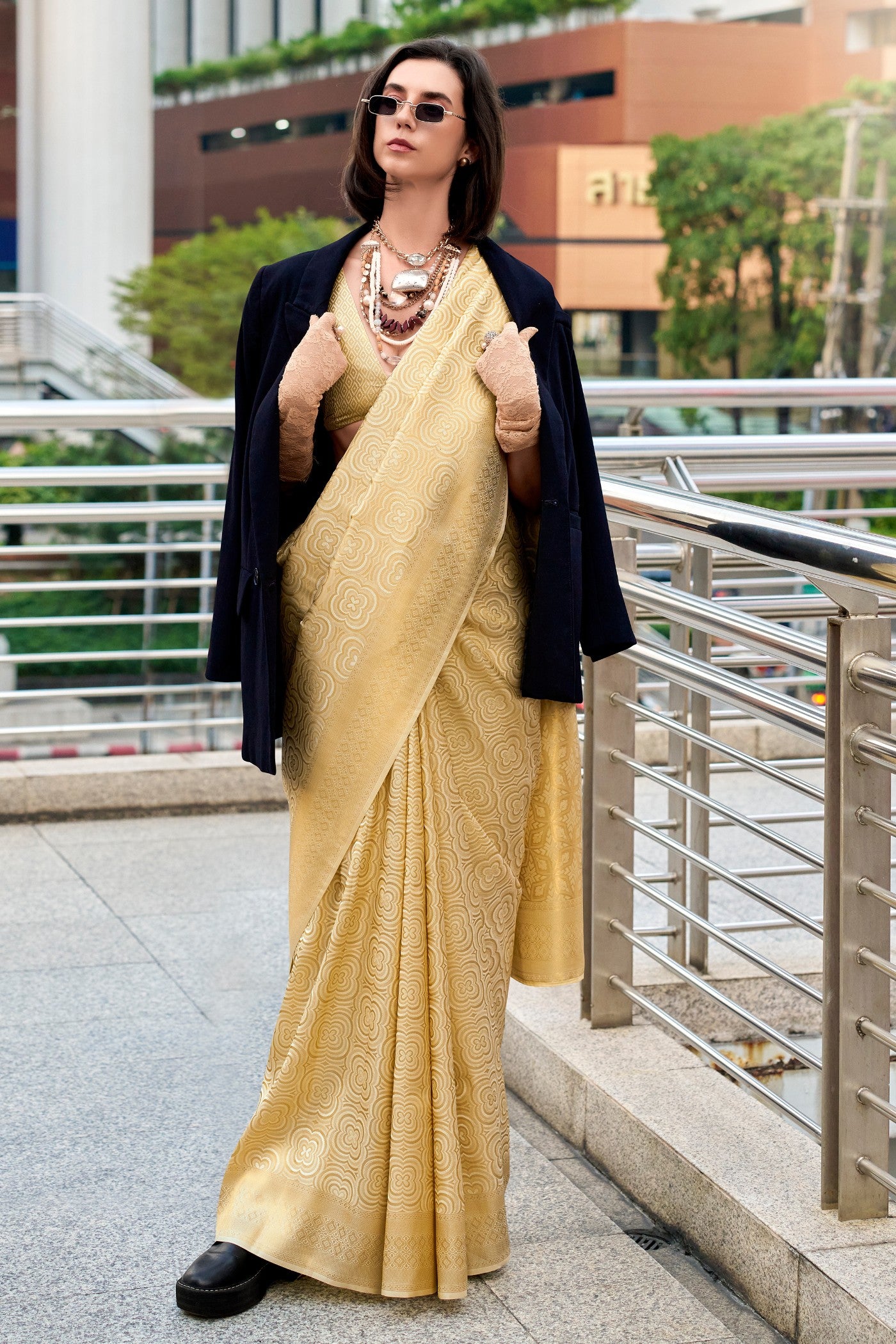 Buy MySilkLove Whiskey Gold Handloom Kanjivaram Saree Online