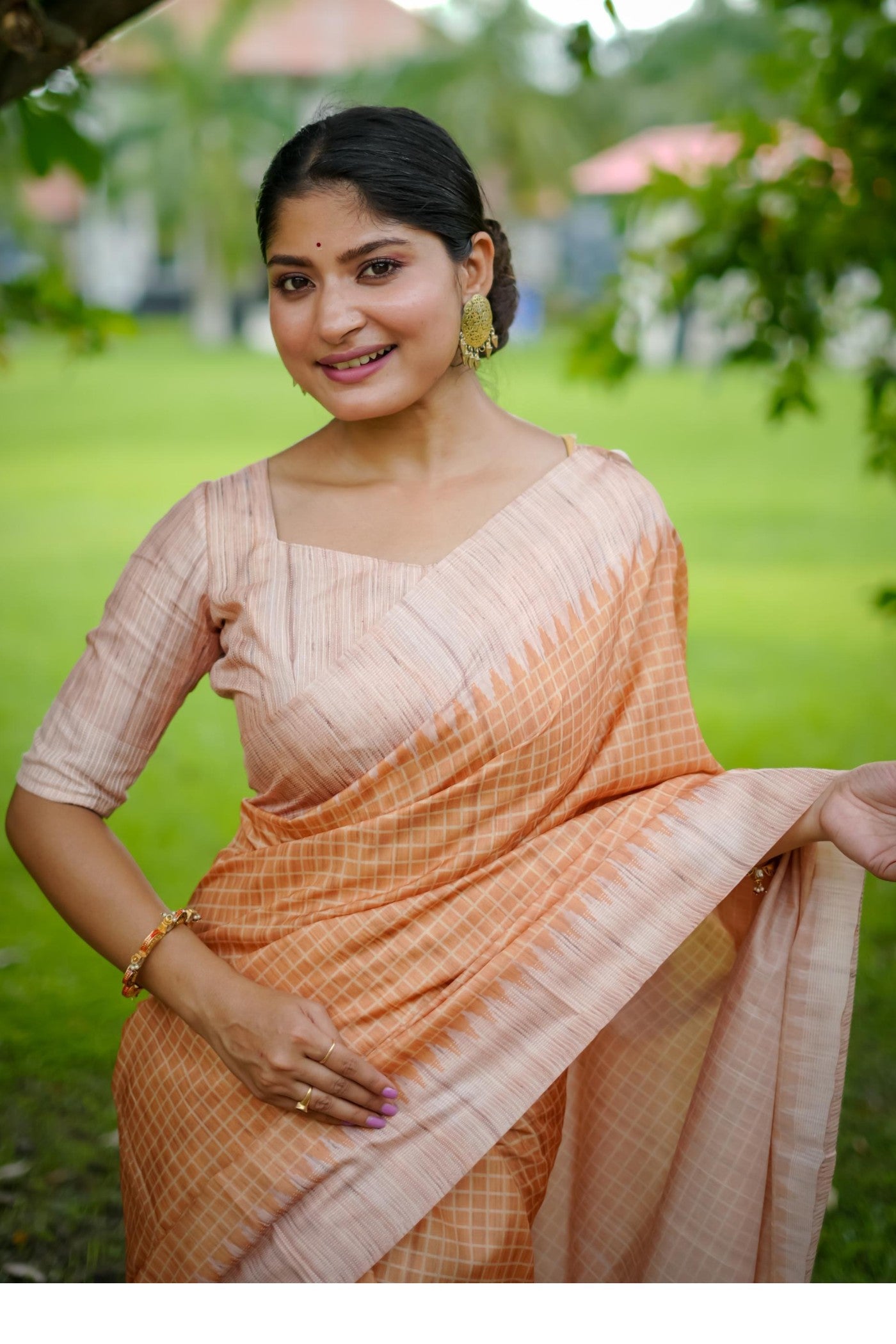 Buy MySilkLove Tumbleweed Orange Printed Raw Silk Saree Online