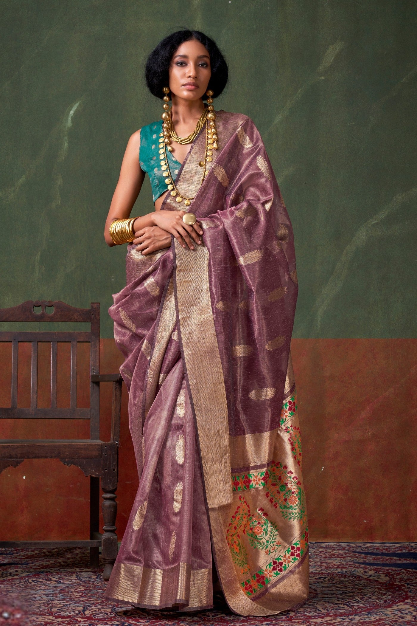 Buy MySilkLove Ferra Purple Banarasi Handloom Saree Online