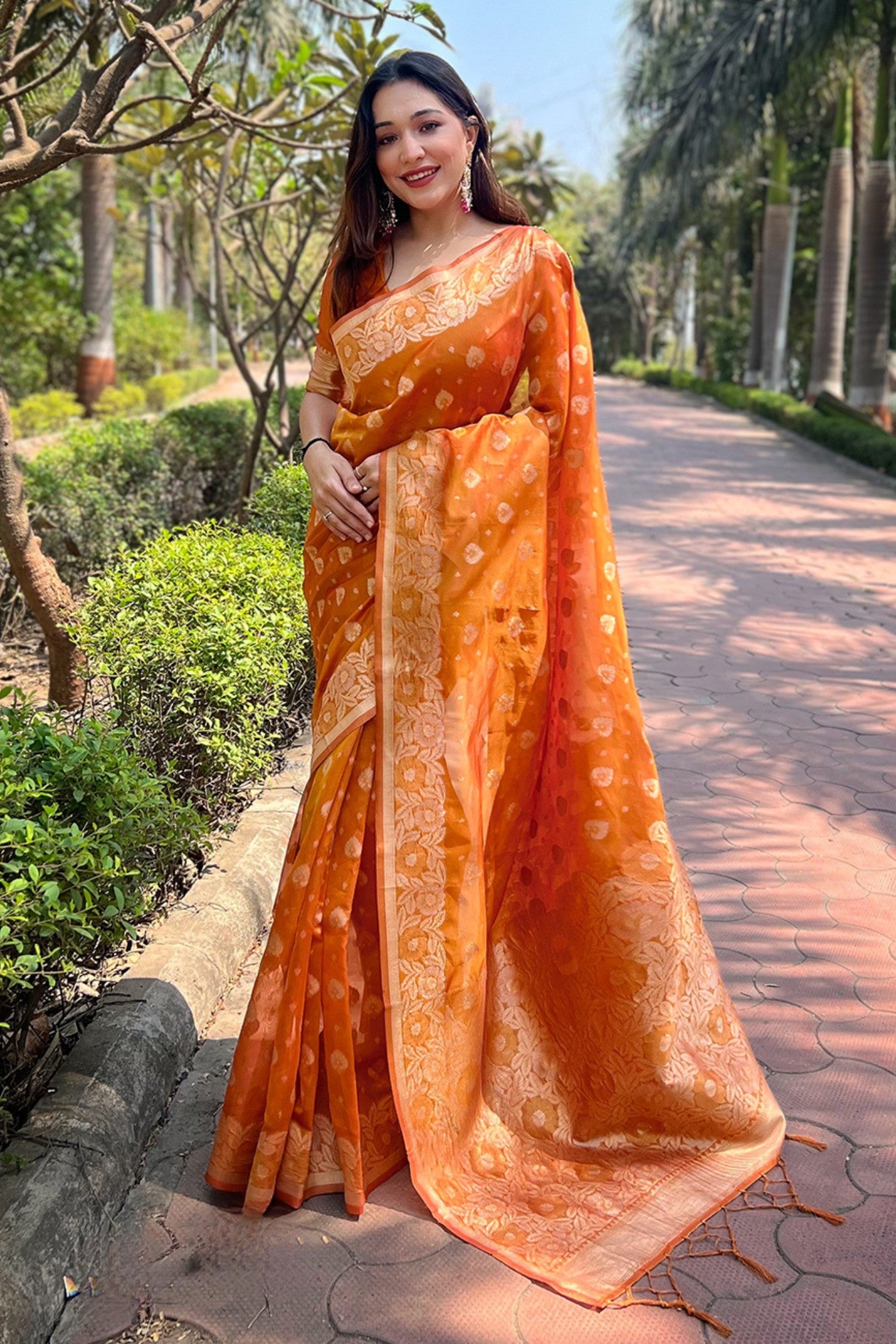 Buy Orange Sarees Online at Best Price MySilkLove