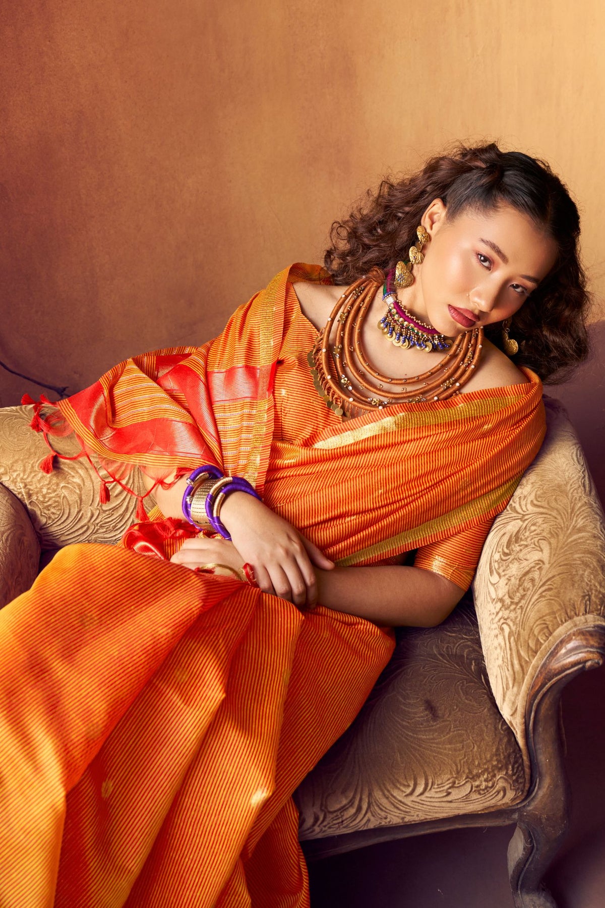 Buy MySilkLove Sedona Orange Banarasi Handloom Silk Saree Online