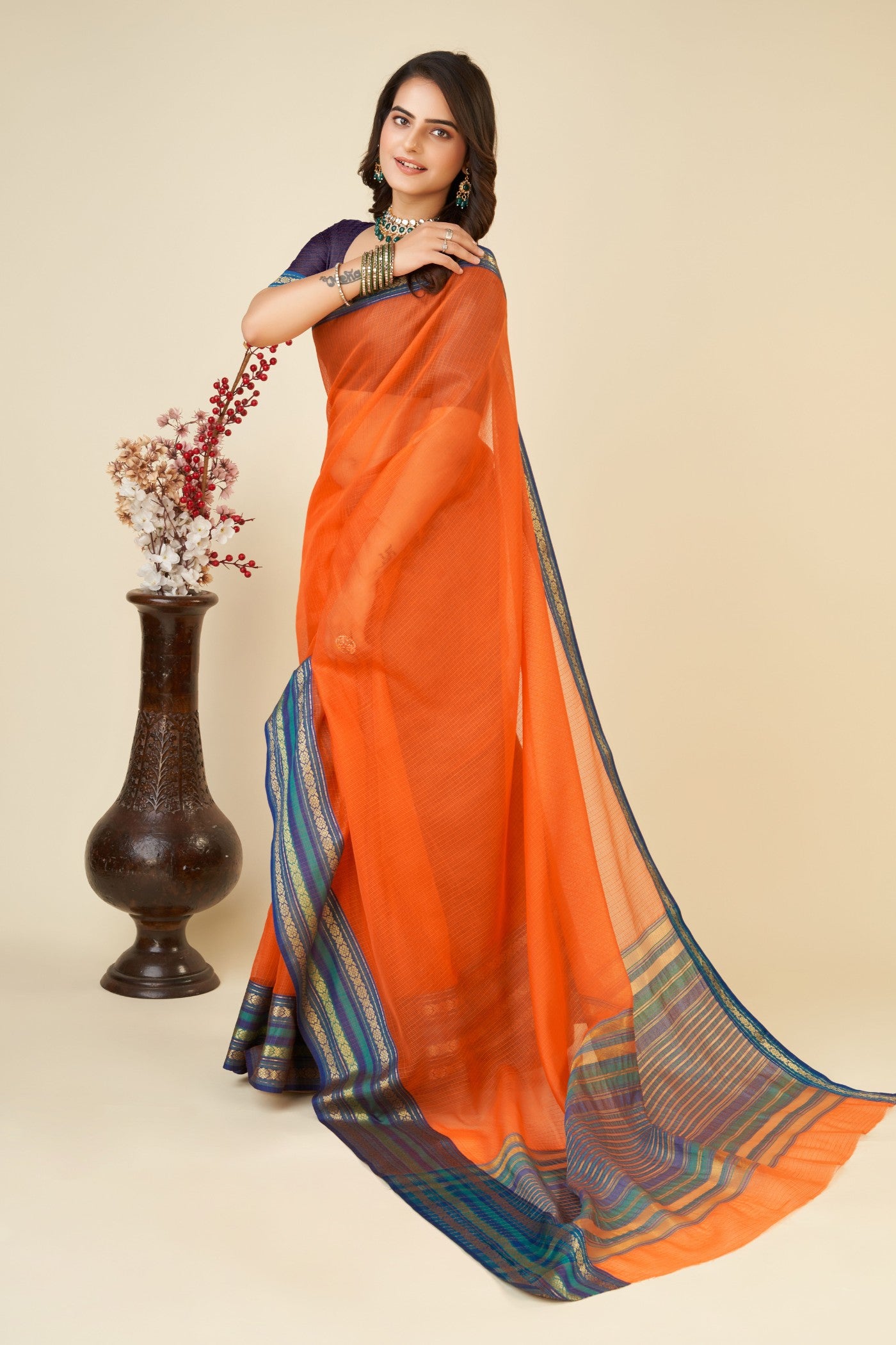 Buy MySilkLove Burnt Orange Woven Manipuri Silk Saree Online