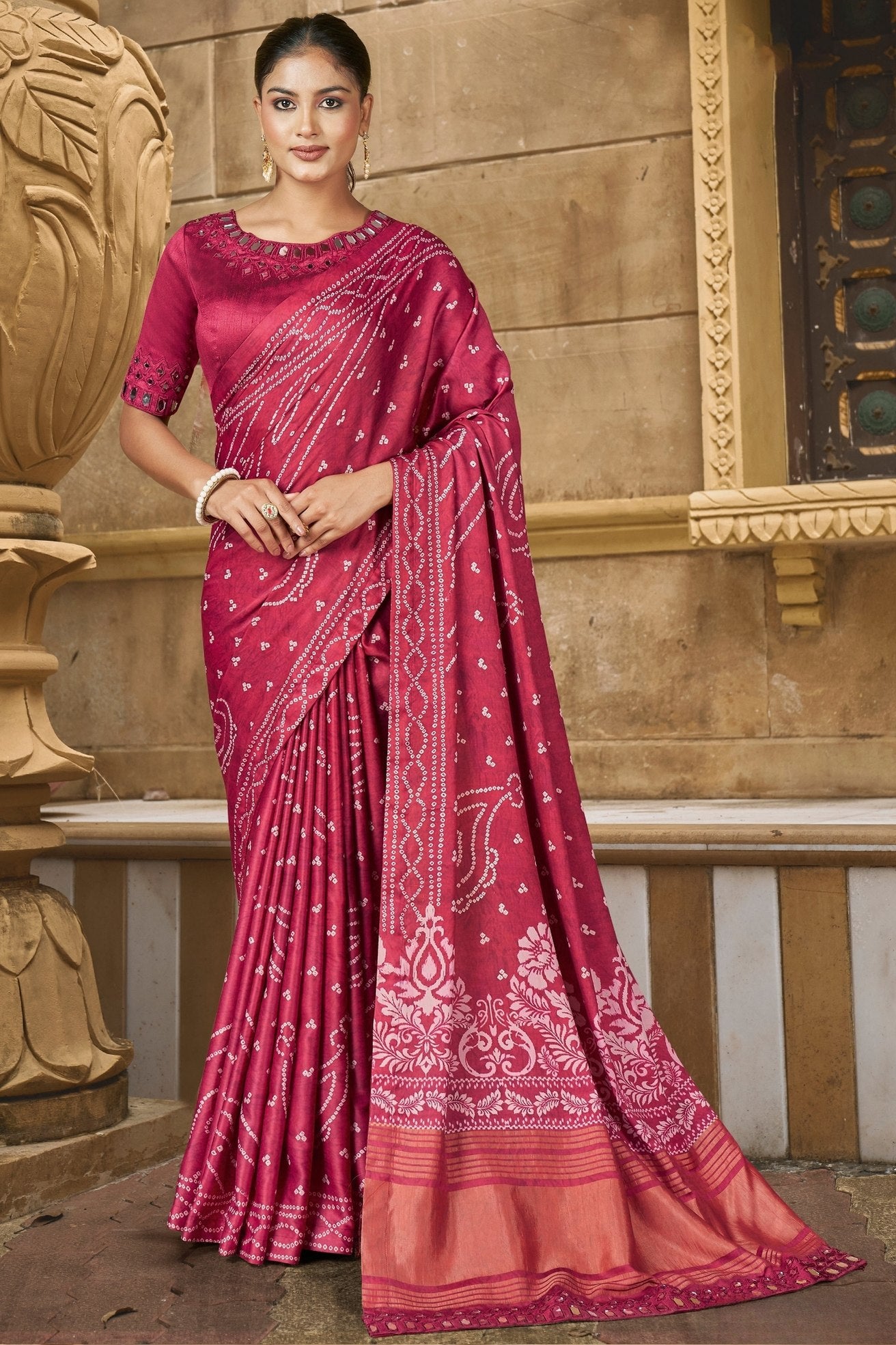 Buy MySilkLove Magenta Pink Banarasi Designer Saree Online