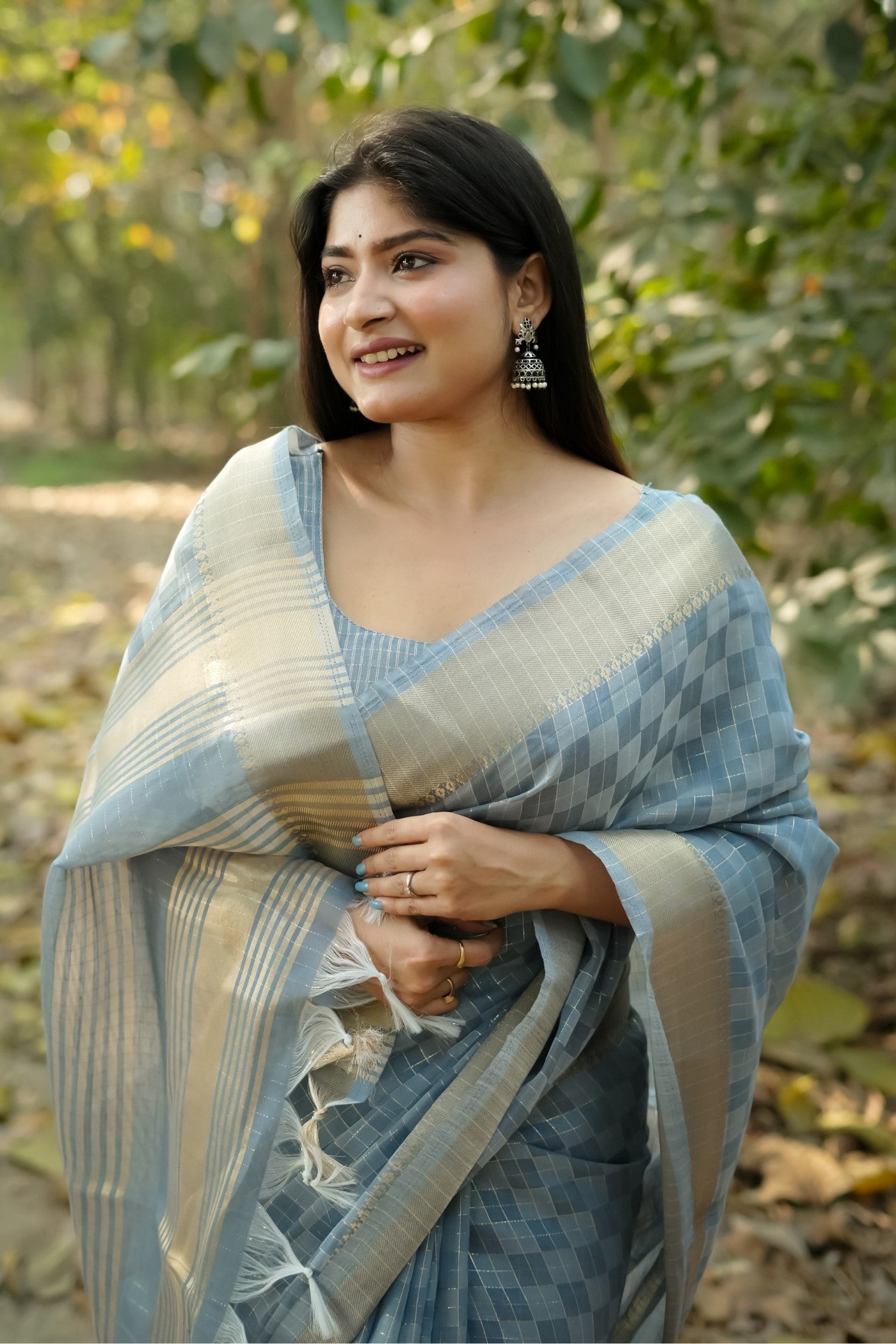 Buy MySilkLove Surf Crest Blue Banarasi Raw Silk Saree Online